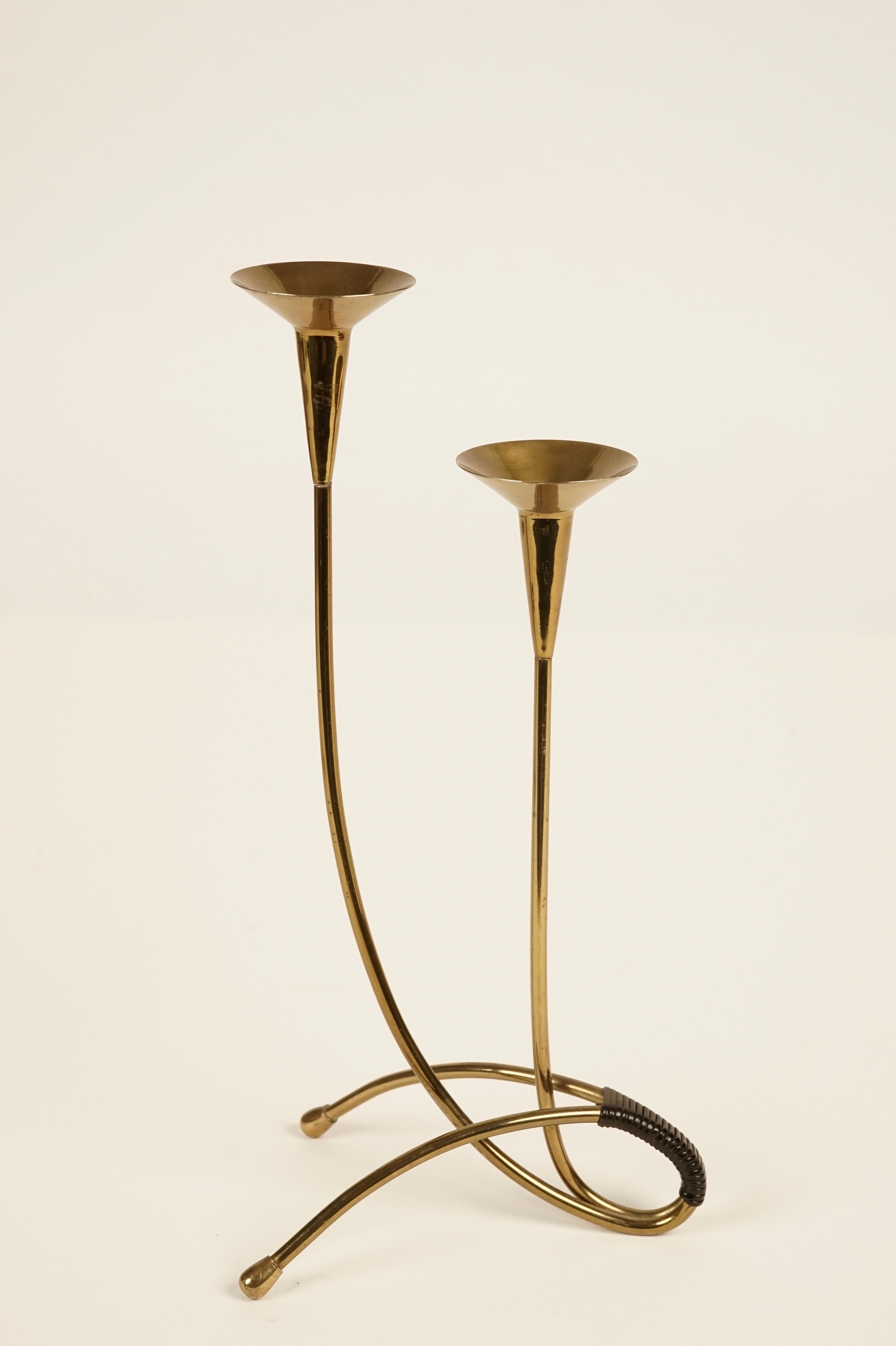 Mid-Century Modern Midcentury Candleholder in Brass from Austria For Sale