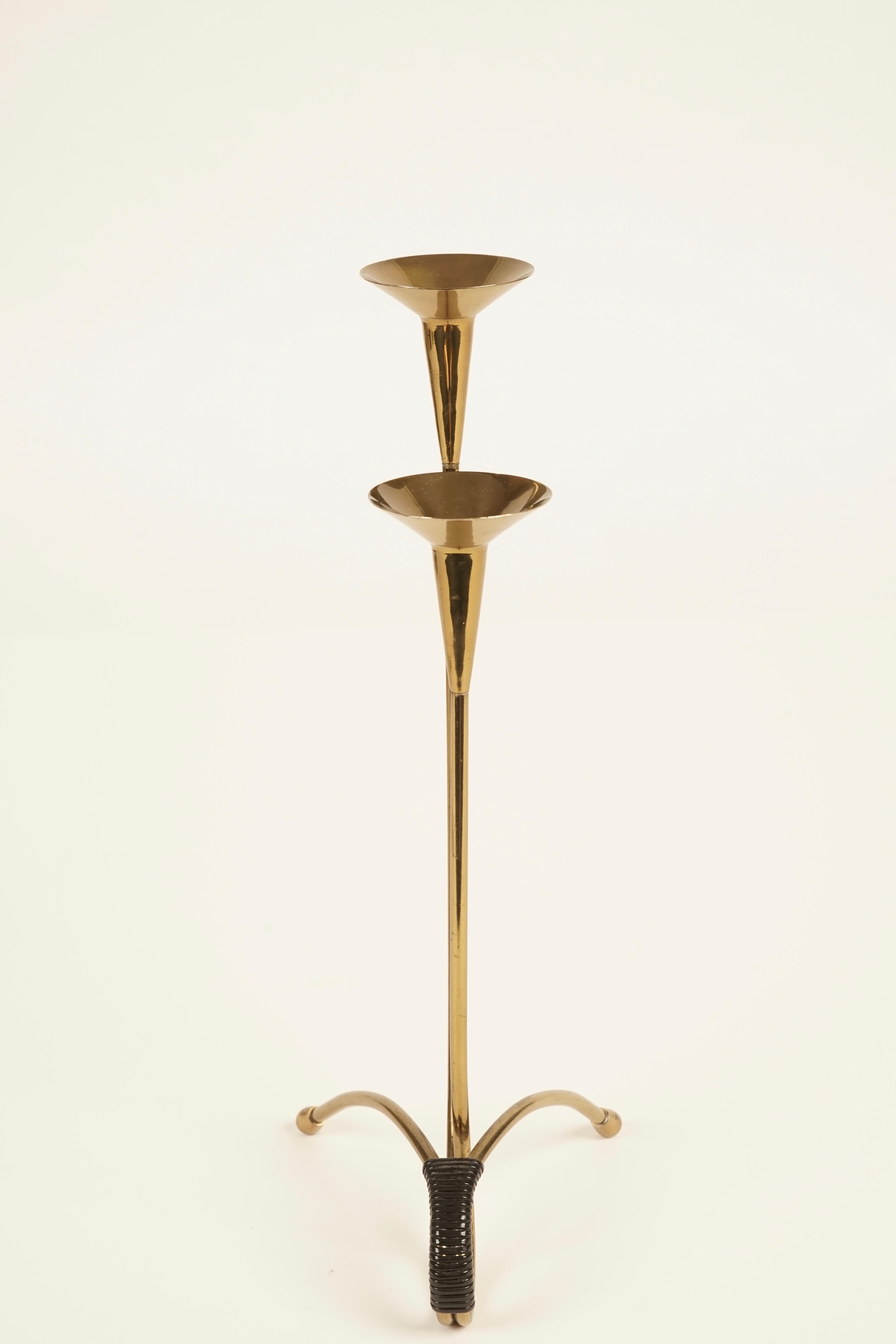 Austrian Midcentury Candleholder in Brass from Austria For Sale