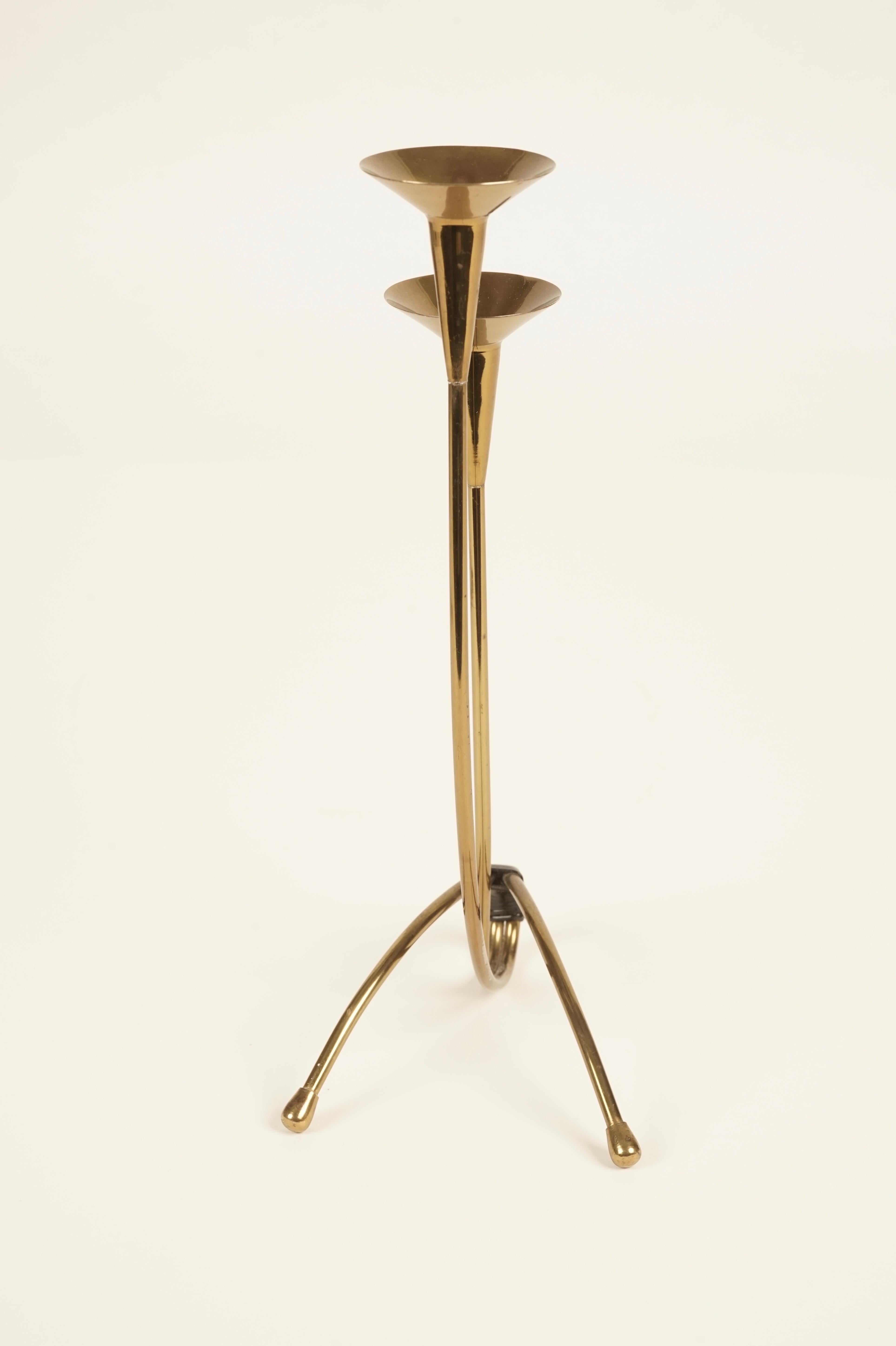 Mid-20th Century Midcentury Candleholder in Brass from Austria For Sale