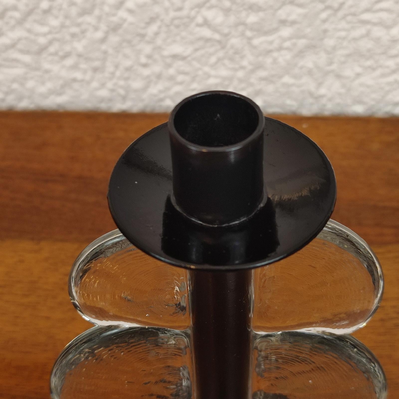 Swedish Mid-Century Candle Holder, Iron and Glass, attr. to Erik Höglund For Sale
