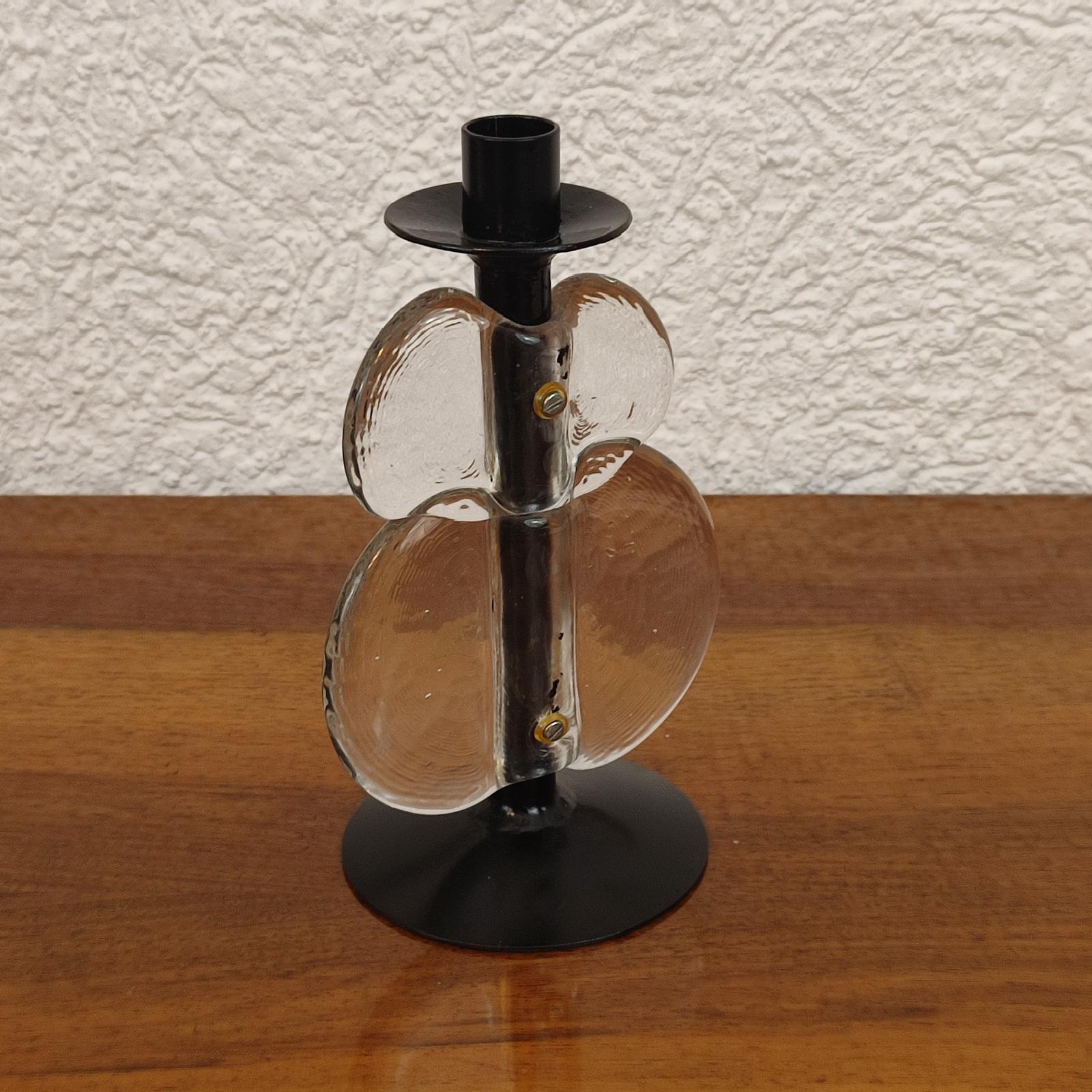 Mid-Century Candle Holder, Iron and Glass, attr. to Erik Höglund In Good Condition For Sale In Bochum, NRW