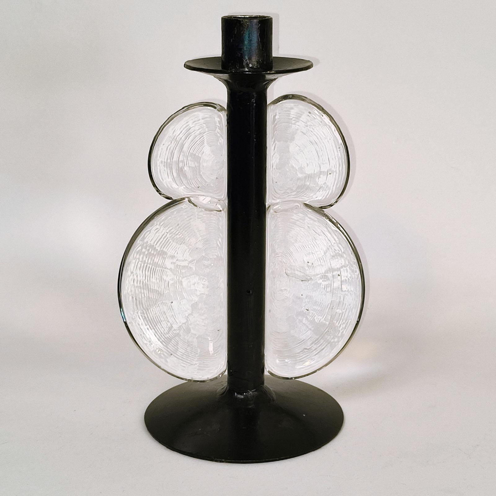 Mid-20th Century Mid-Century Candle Holder, Iron and Glass, attr. to Erik Höglund For Sale