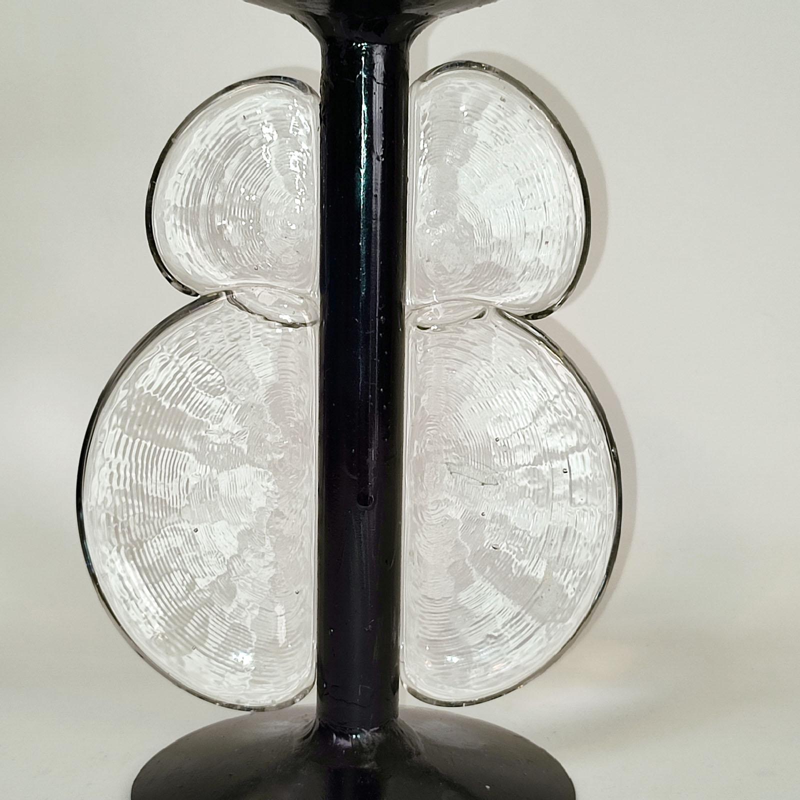 Art Glass Mid-Century Candle Holder, Iron and Glass, attr. to Erik Höglund For Sale