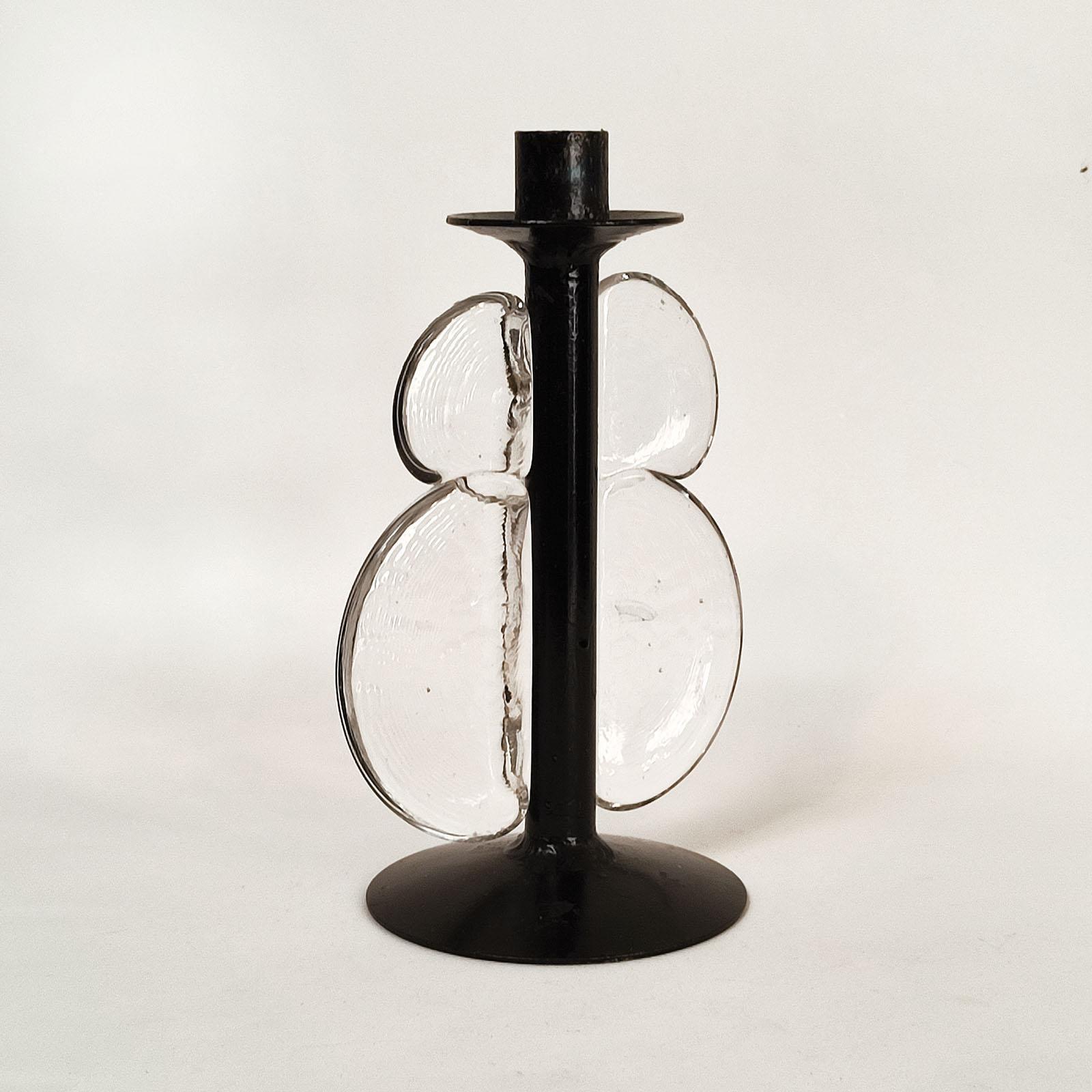 Mid-Century Candle Holder, Iron and Glass, attr. to Erik Höglund For Sale 1