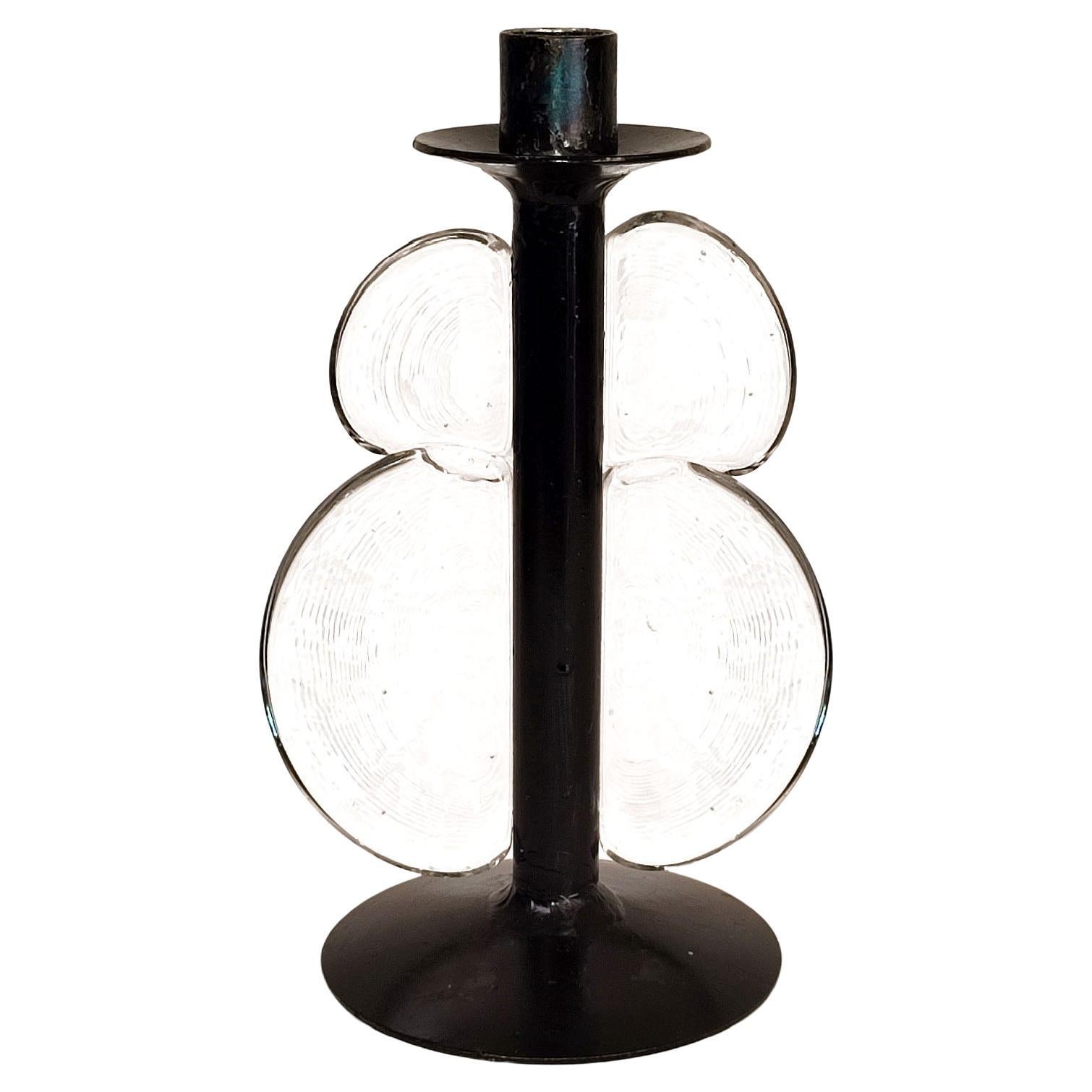 Mid-Century Candle Holder, Iron and Glass, attr. to Erik Höglund For Sale