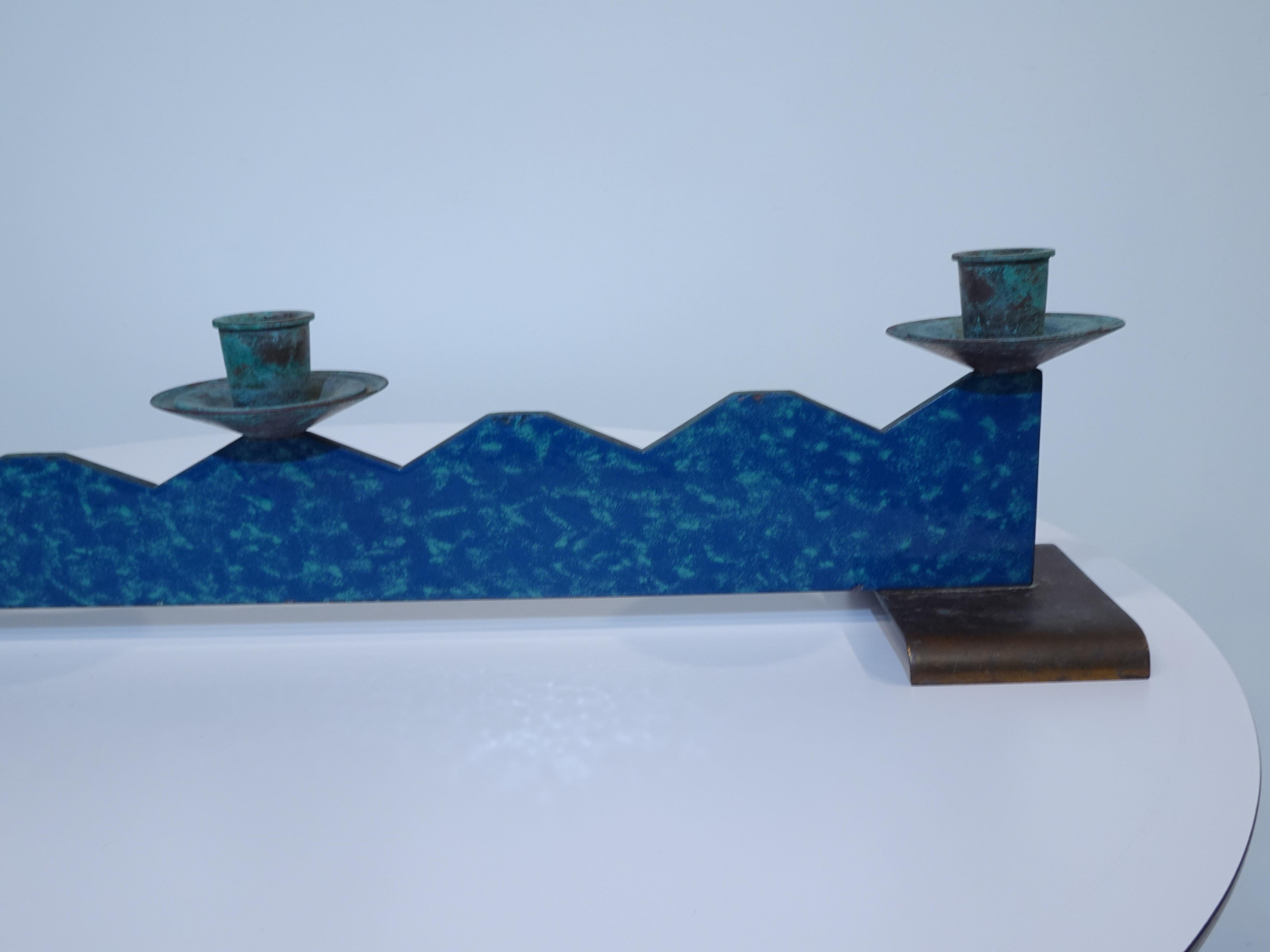Mid-Century Modern Mid Century Candlestick Center Piece in the Style of Sottsass For Sale