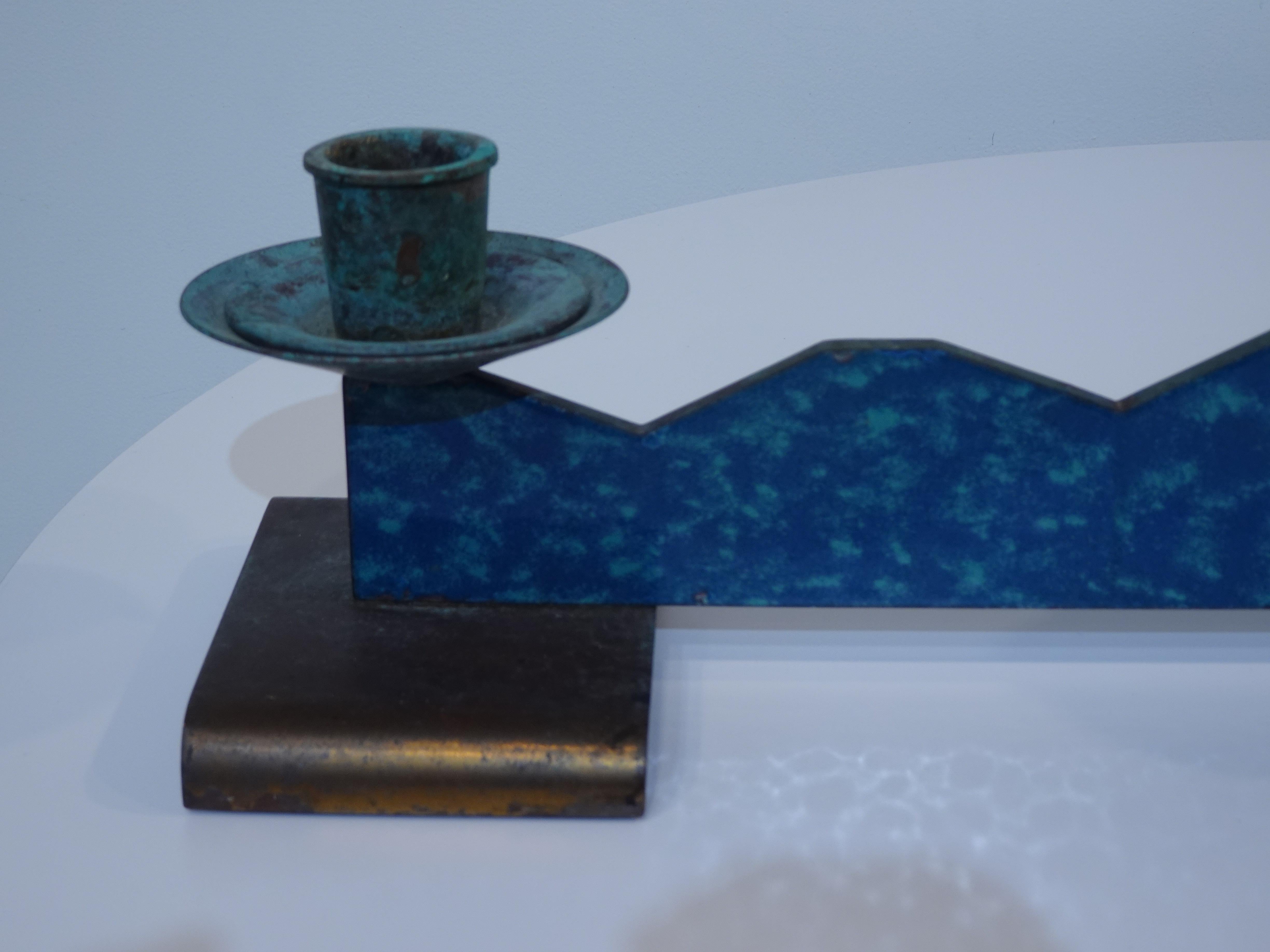 Unknown Mid Century Candlestick Center Piece in the Style of Sottsass For Sale