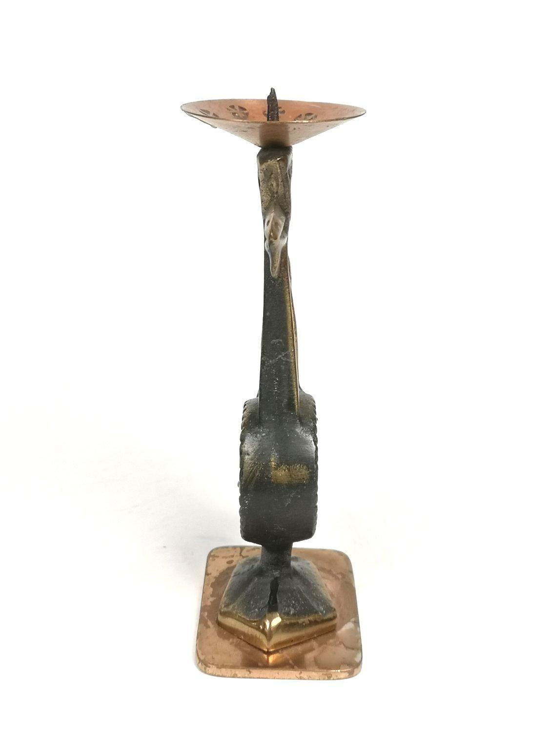 Mid-Century Bronze Candle Holder Rooster Figure, Bird Figurine 1970s 6