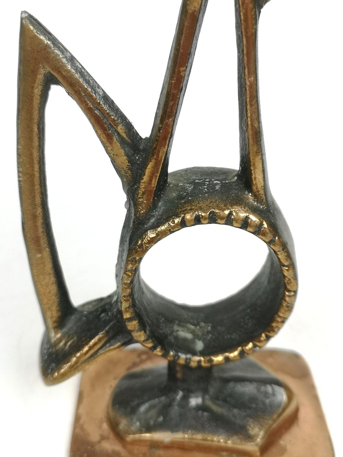 Mid-Century Bronze Candle Holder Rooster Figure, Bird Figurine 1970s 2