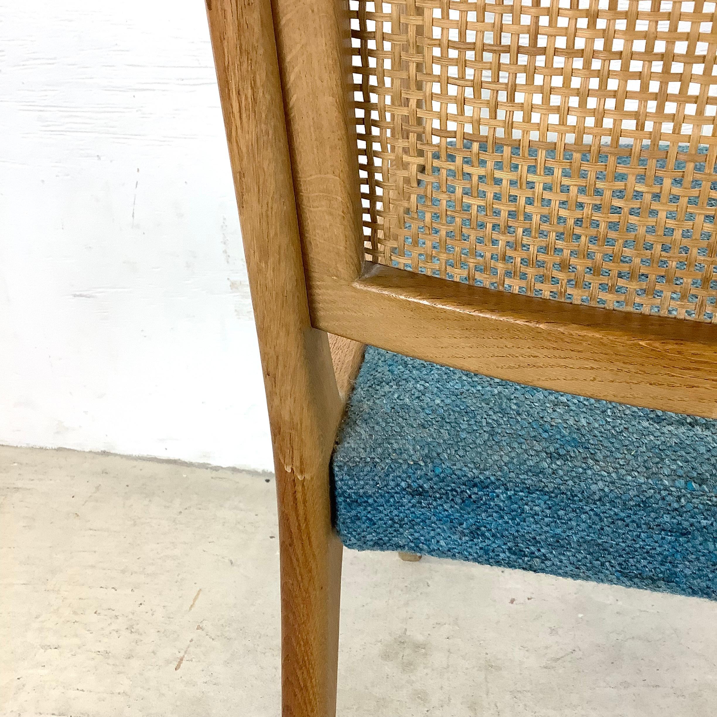 Mid-Century Cane Back Armchair With Upholstered Seat For Sale 10