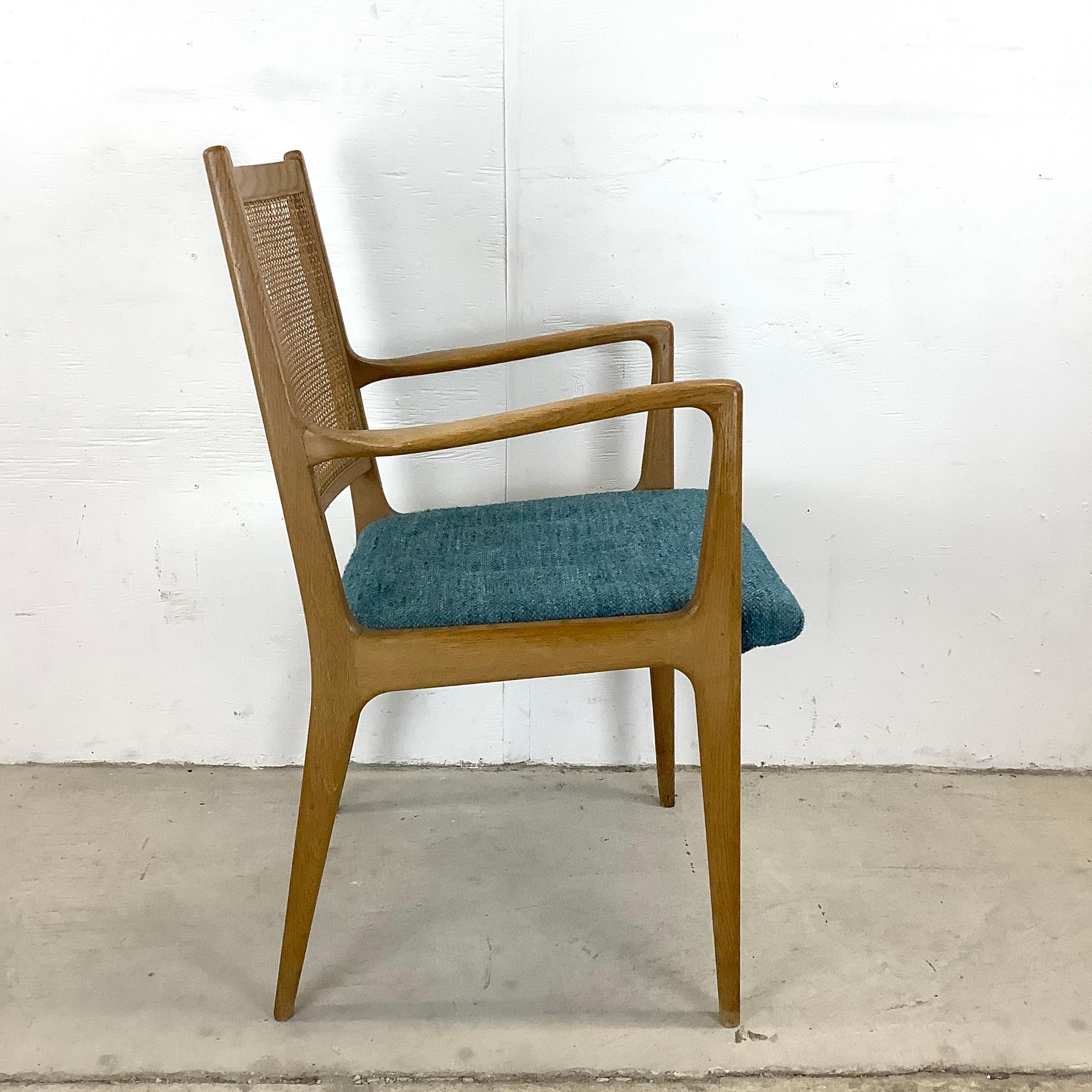 Other Mid-Century Cane Back Armchair With Upholstered Seat