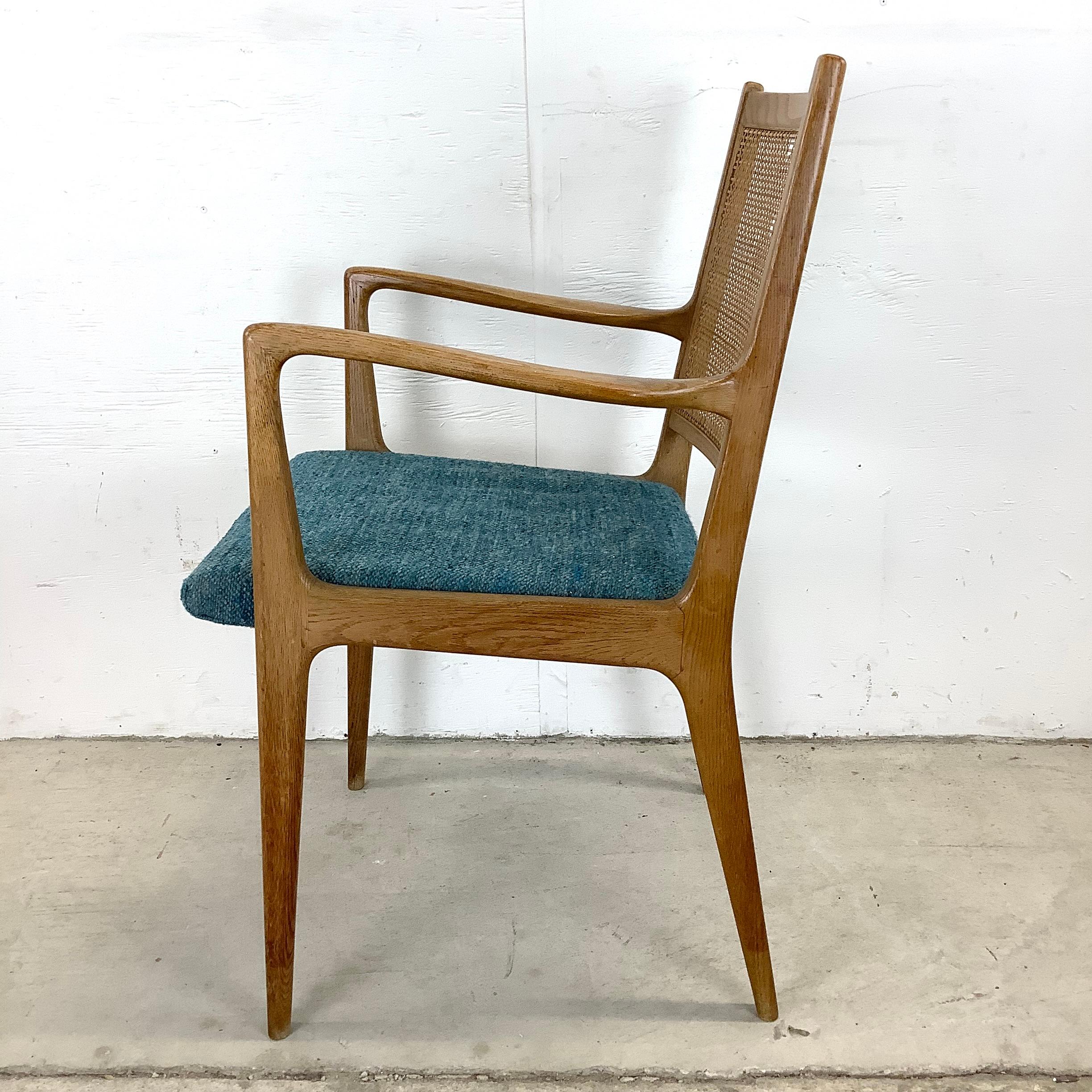 Mid-20th Century Mid-Century Cane Back Armchair With Upholstered Seat For Sale