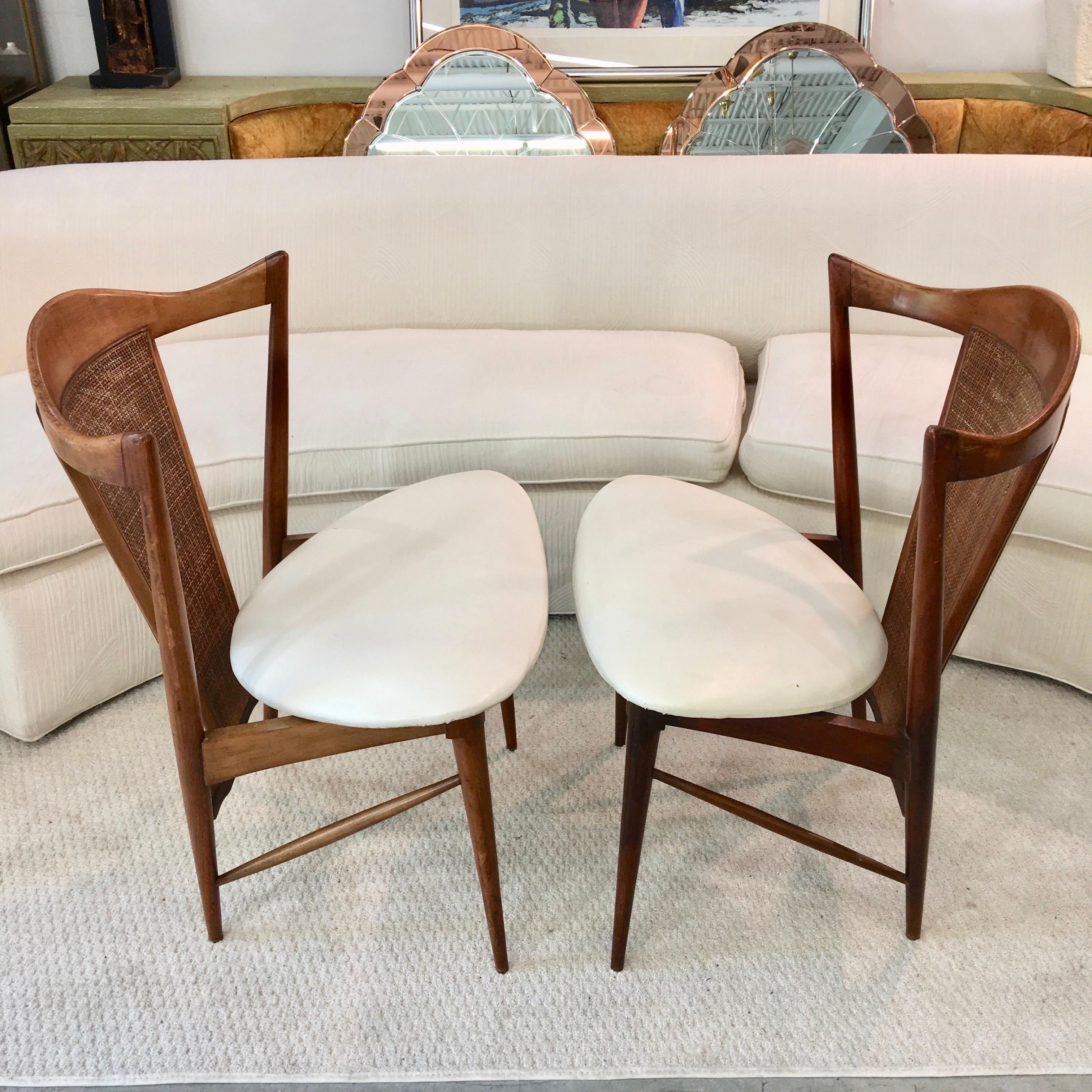 Midcentury Cane Back Walnut Chairs 3