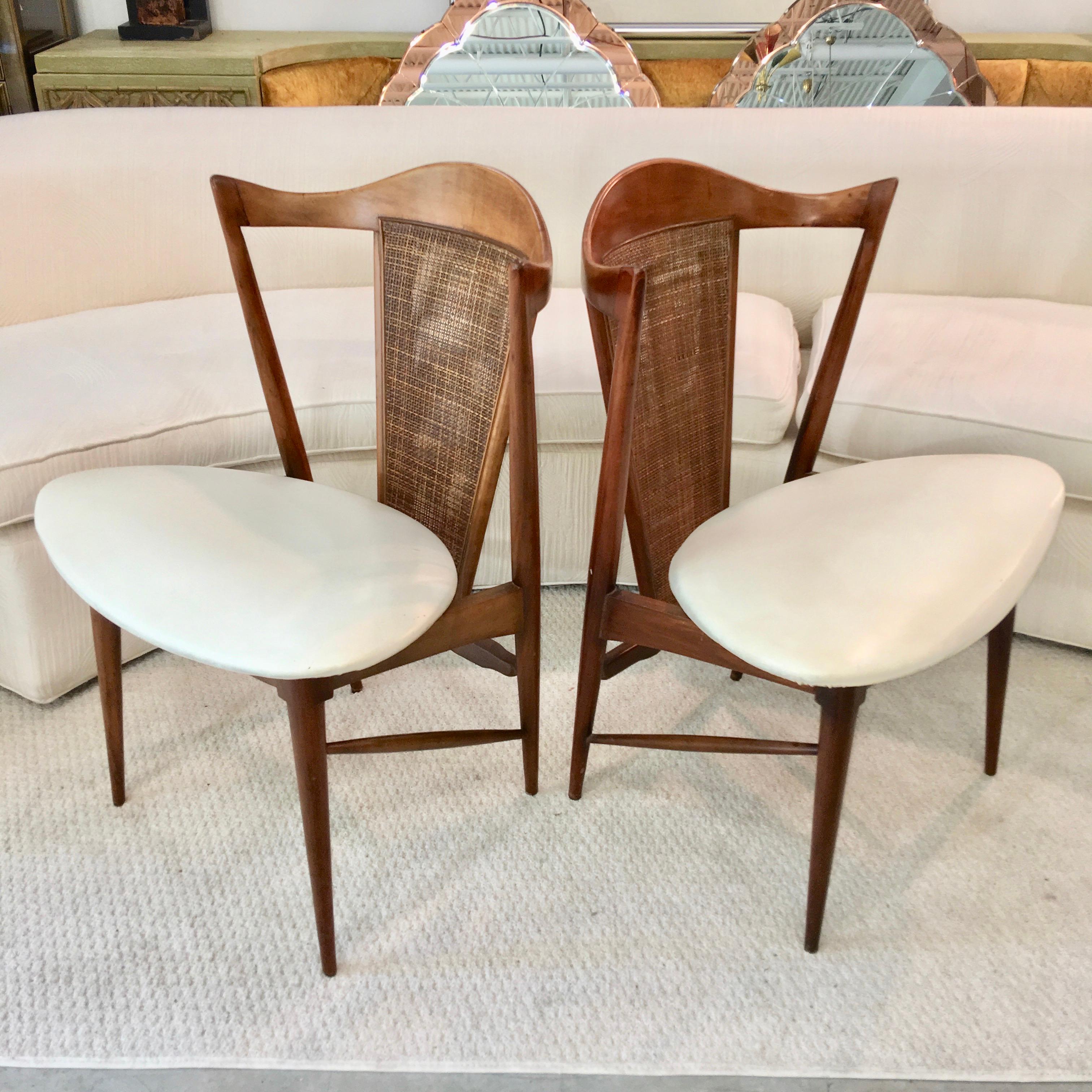 Midcentury Cane Back Walnut Chairs 6