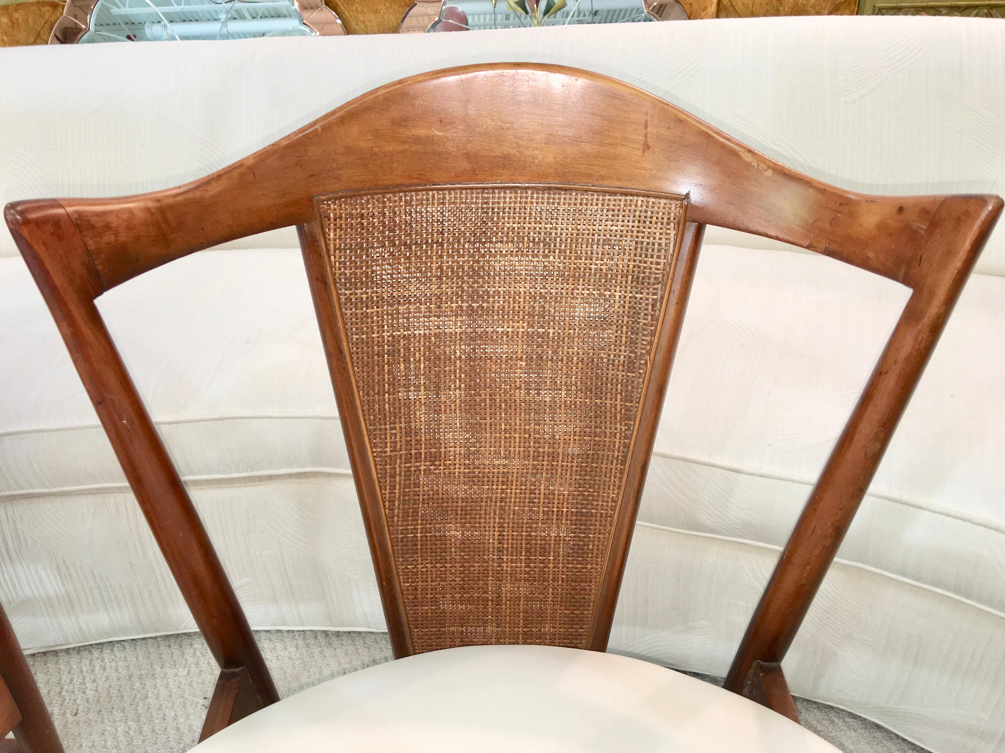 Midcentury Cane Back Walnut Chairs 8