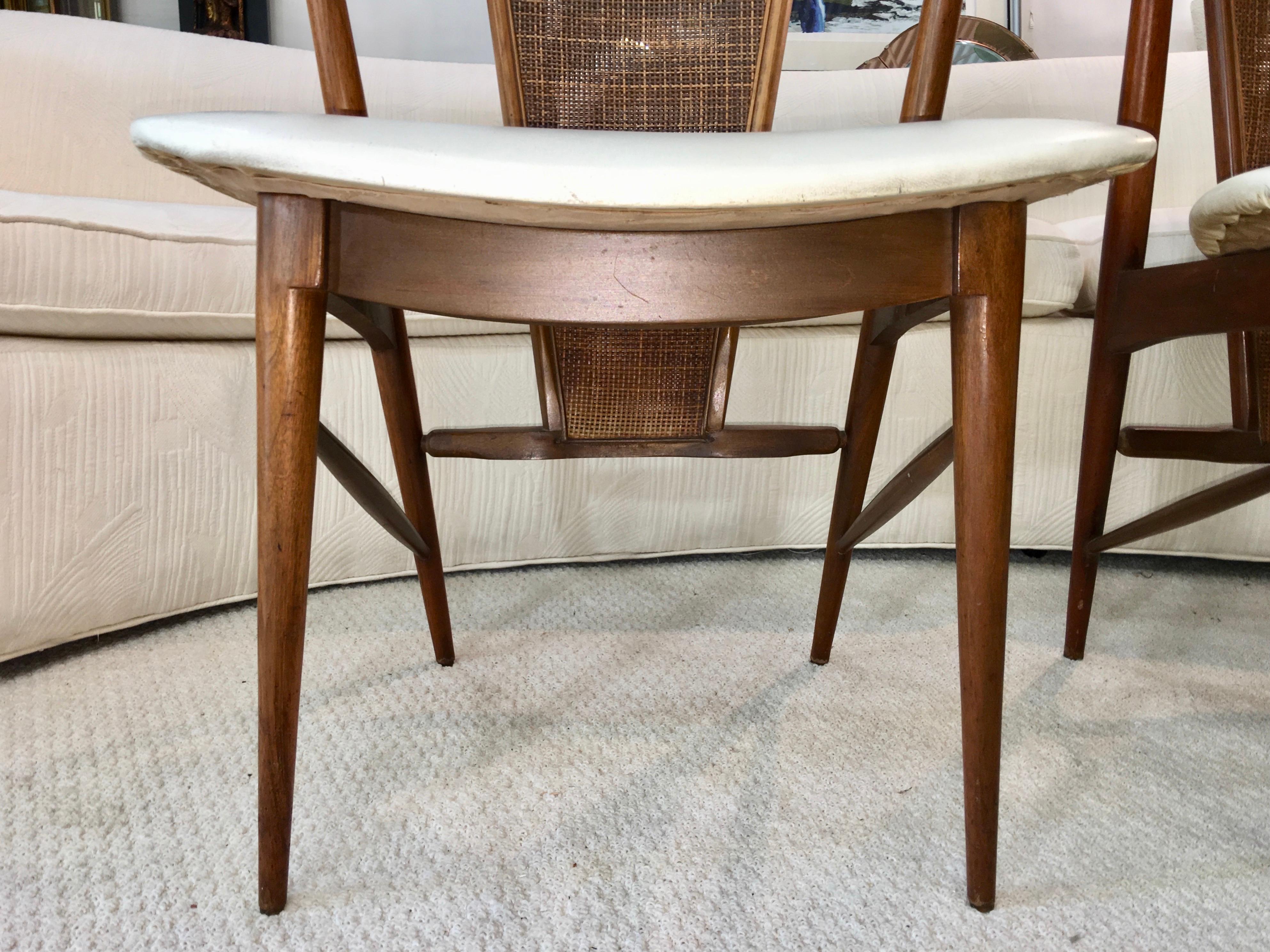 Midcentury Cane Back Walnut Chairs 9