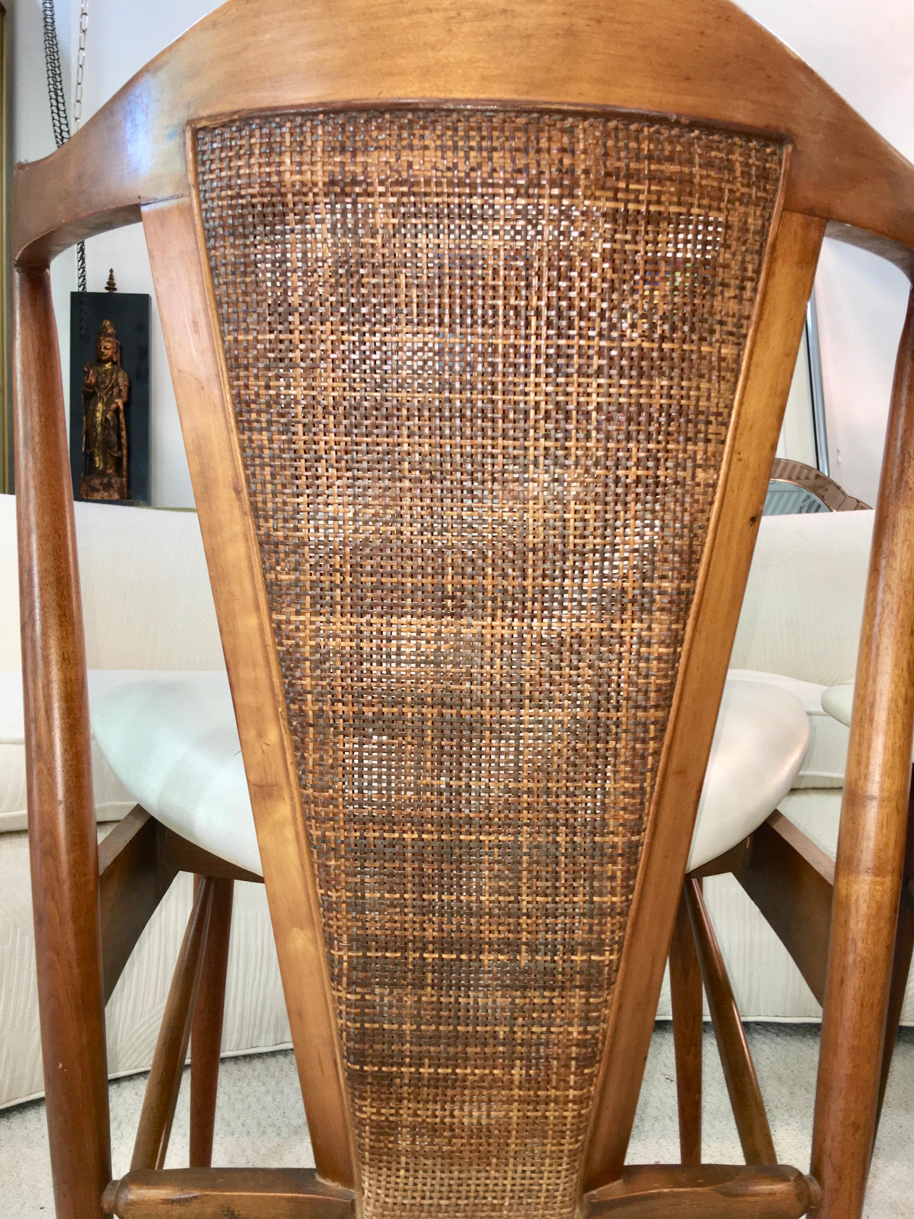 Midcentury Cane Back Walnut Chairs 12