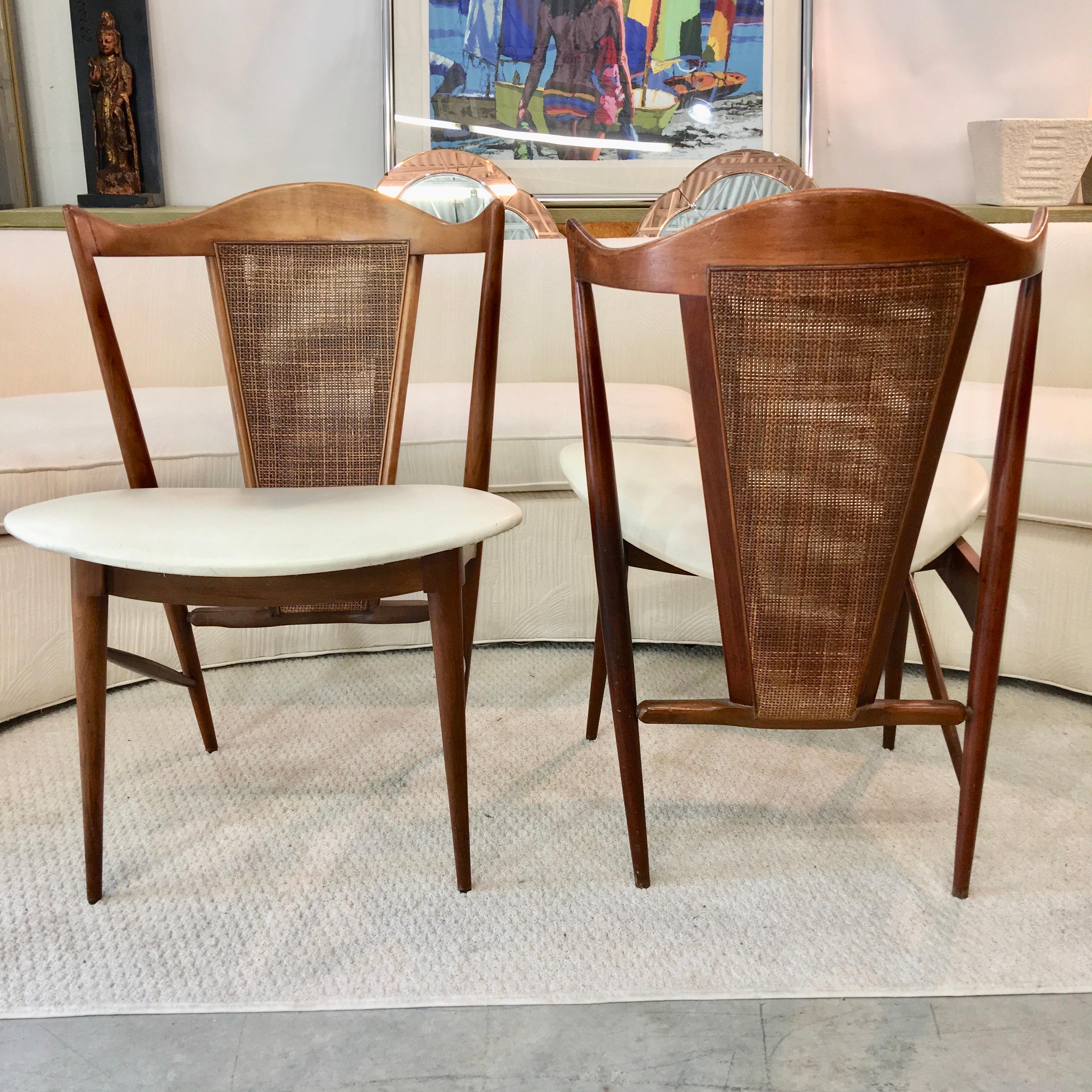 Mid-Century Modern Midcentury Cane Back Walnut Chairs