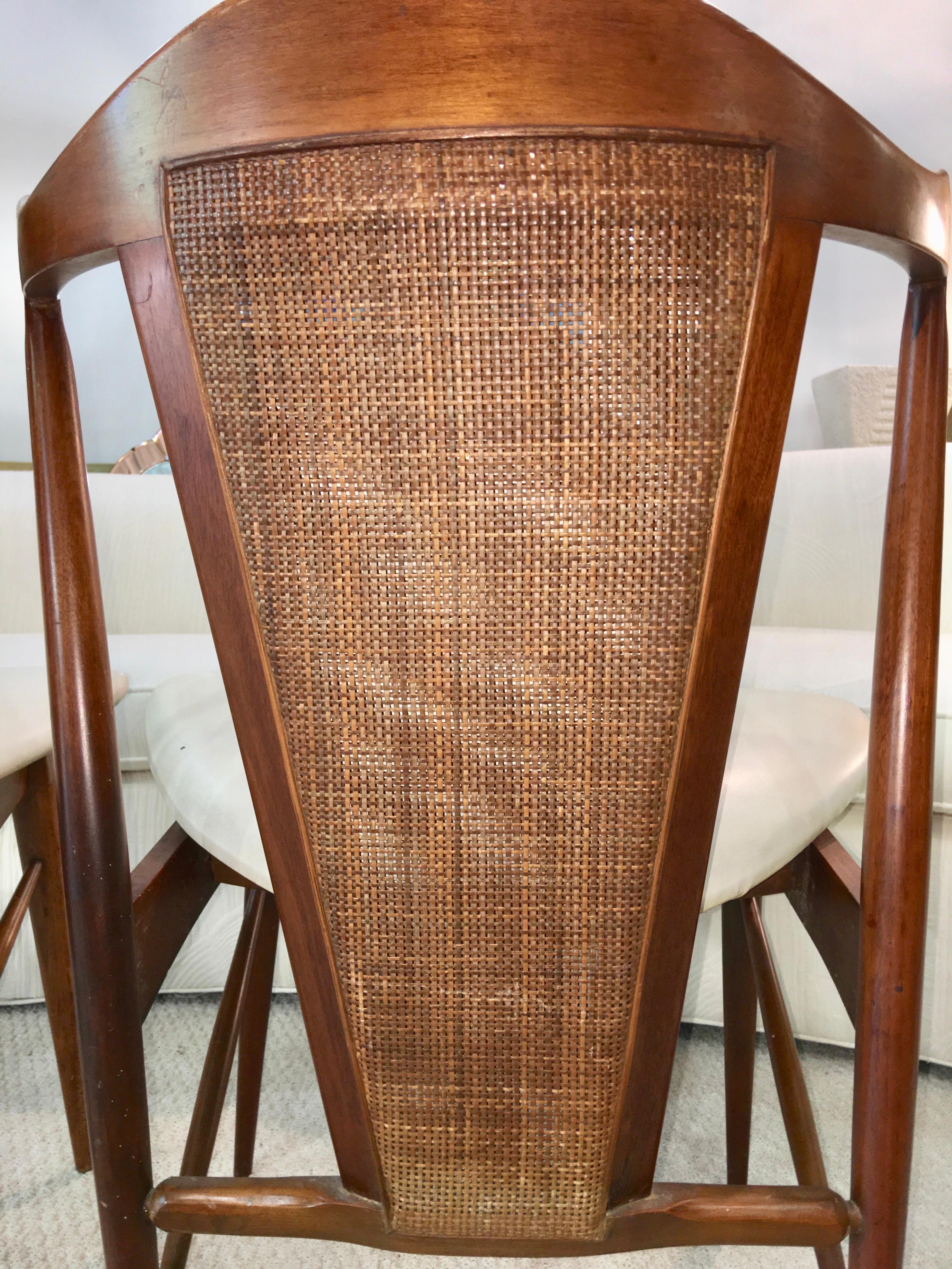 Midcentury Cane Back Walnut Chairs 13