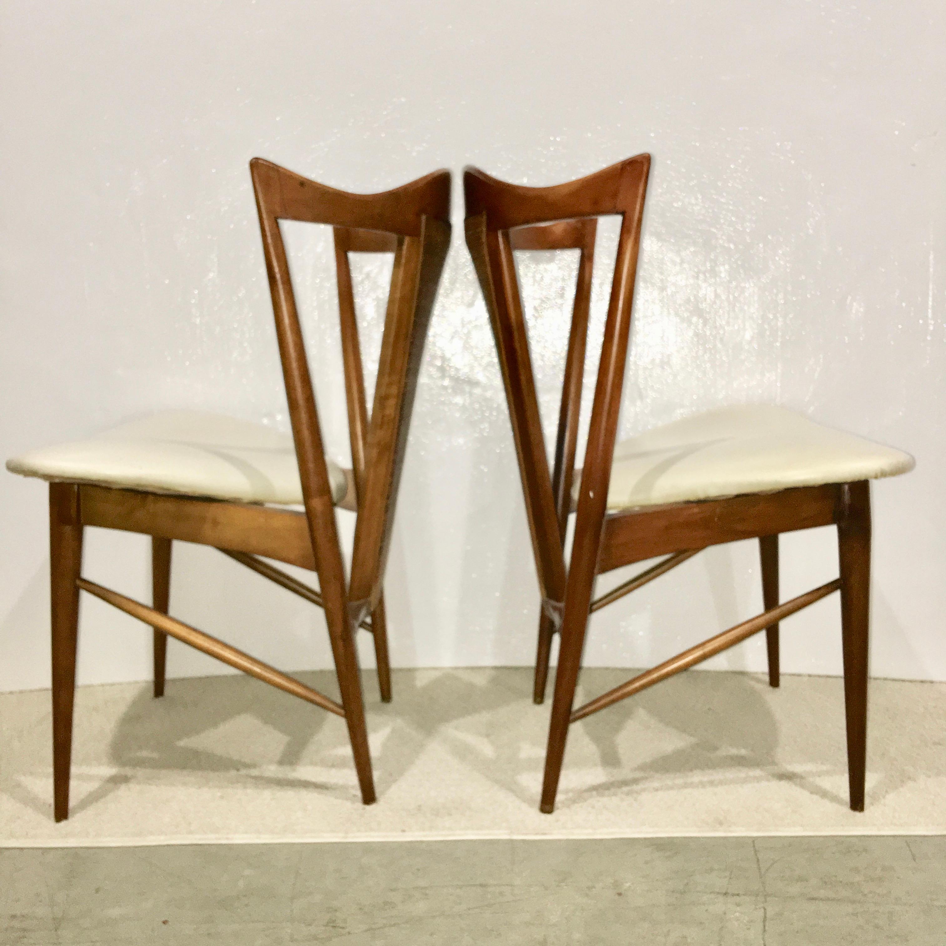 Mid-20th Century Midcentury Cane Back Walnut Chairs