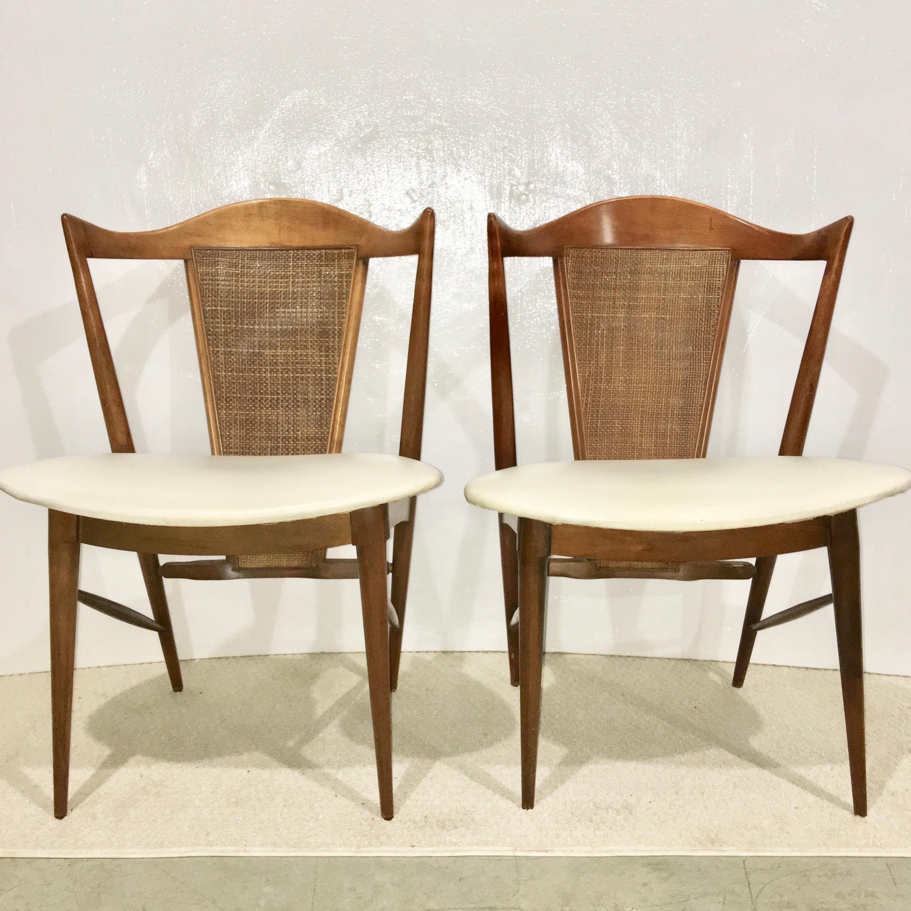 Midcentury Cane Back Walnut Chairs 2