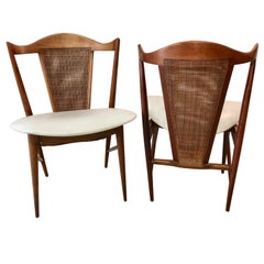 Midcentury Cane Back Walnut Chairs