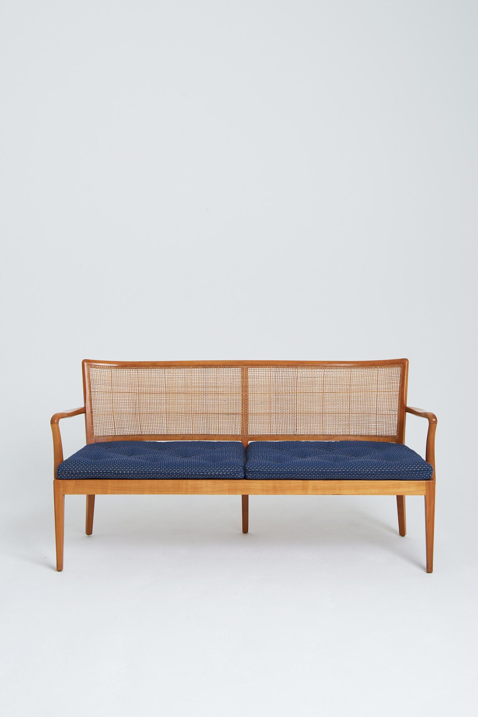 Midcentury Cane Bench by Rudolf Frank In Good Condition In London, GB