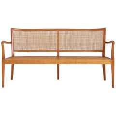 Midcentury Cane Bench by Rudolf Frank