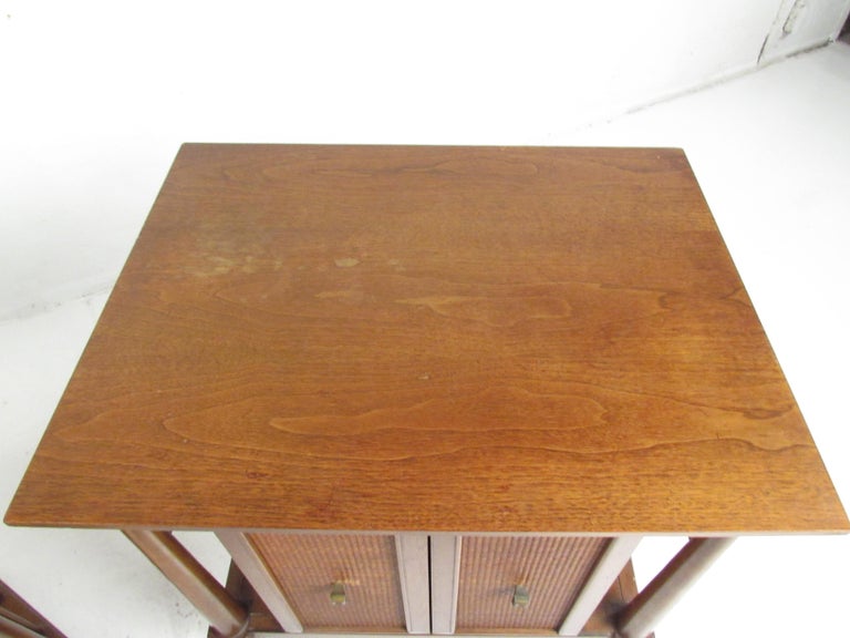 Midcentury Cane Front Nightstands For Sale at 1stDibs