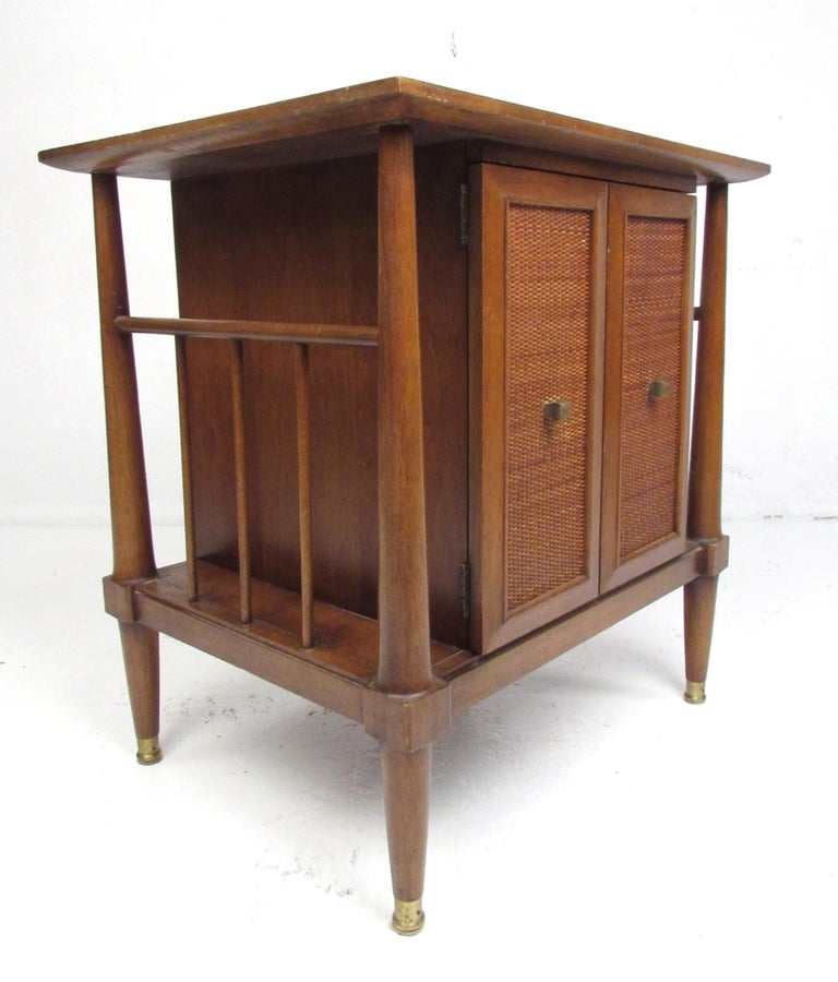 Midcentury Cane Front Nightstands For Sale at 1stDibs