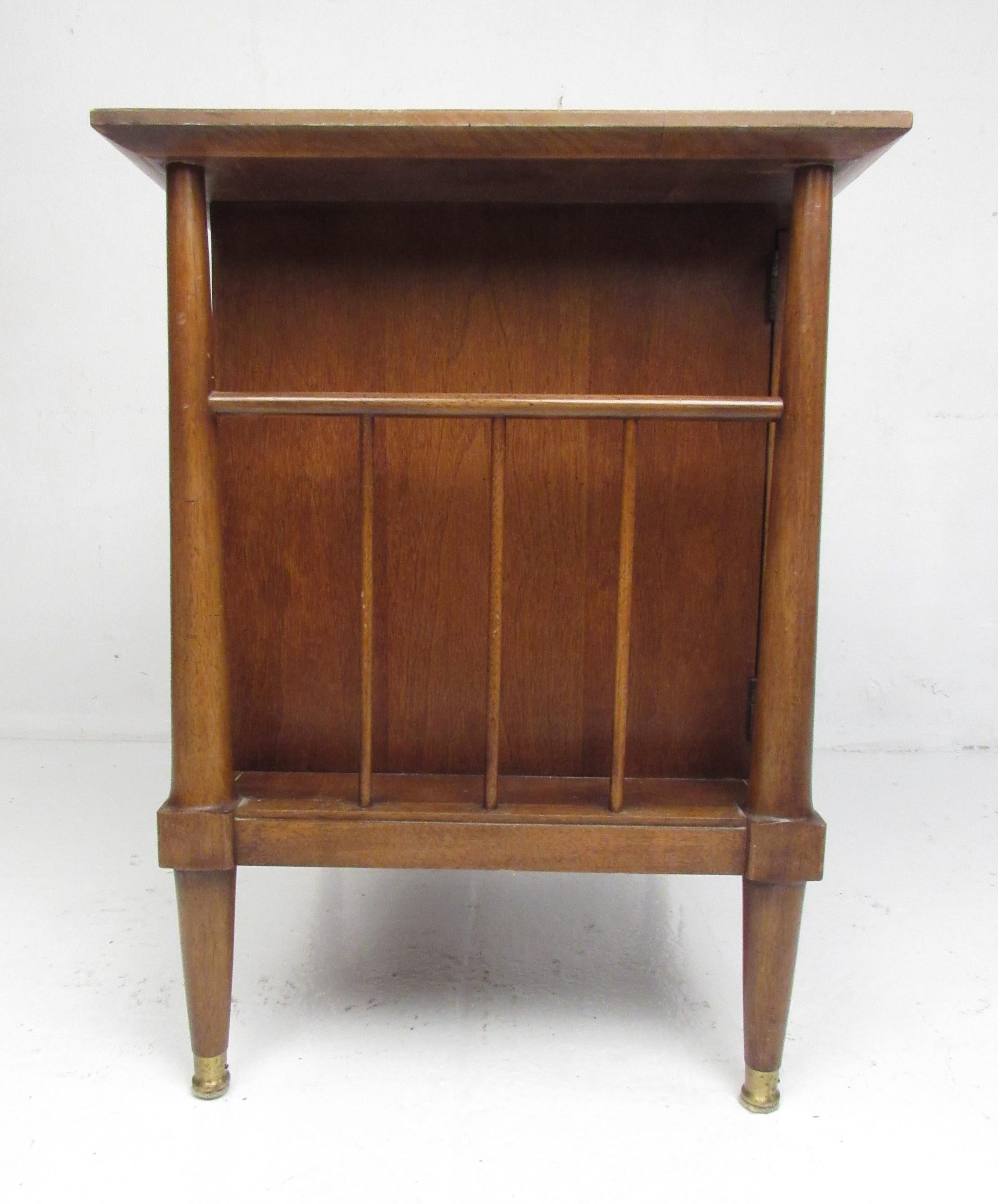 American Midcentury Cane Front Nightstands