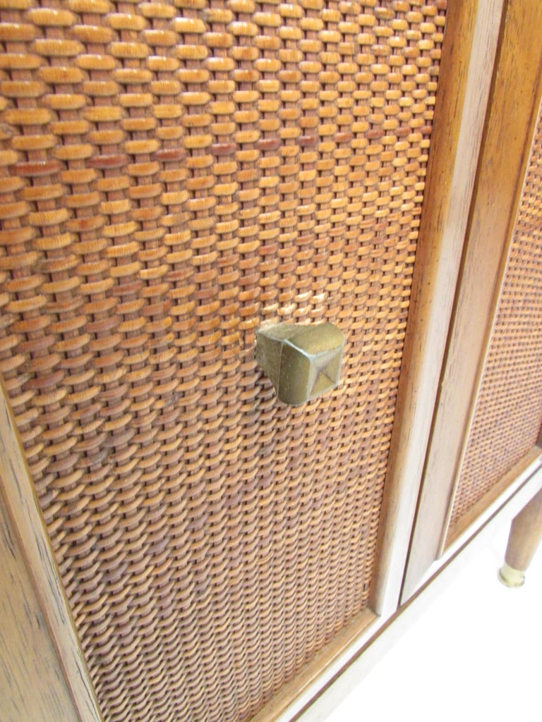 Midcentury Cane Front Nightstands For Sale at 1stDibs