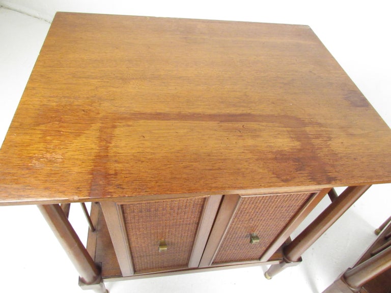 Midcentury Cane Front Nightstands For Sale at 1stDibs