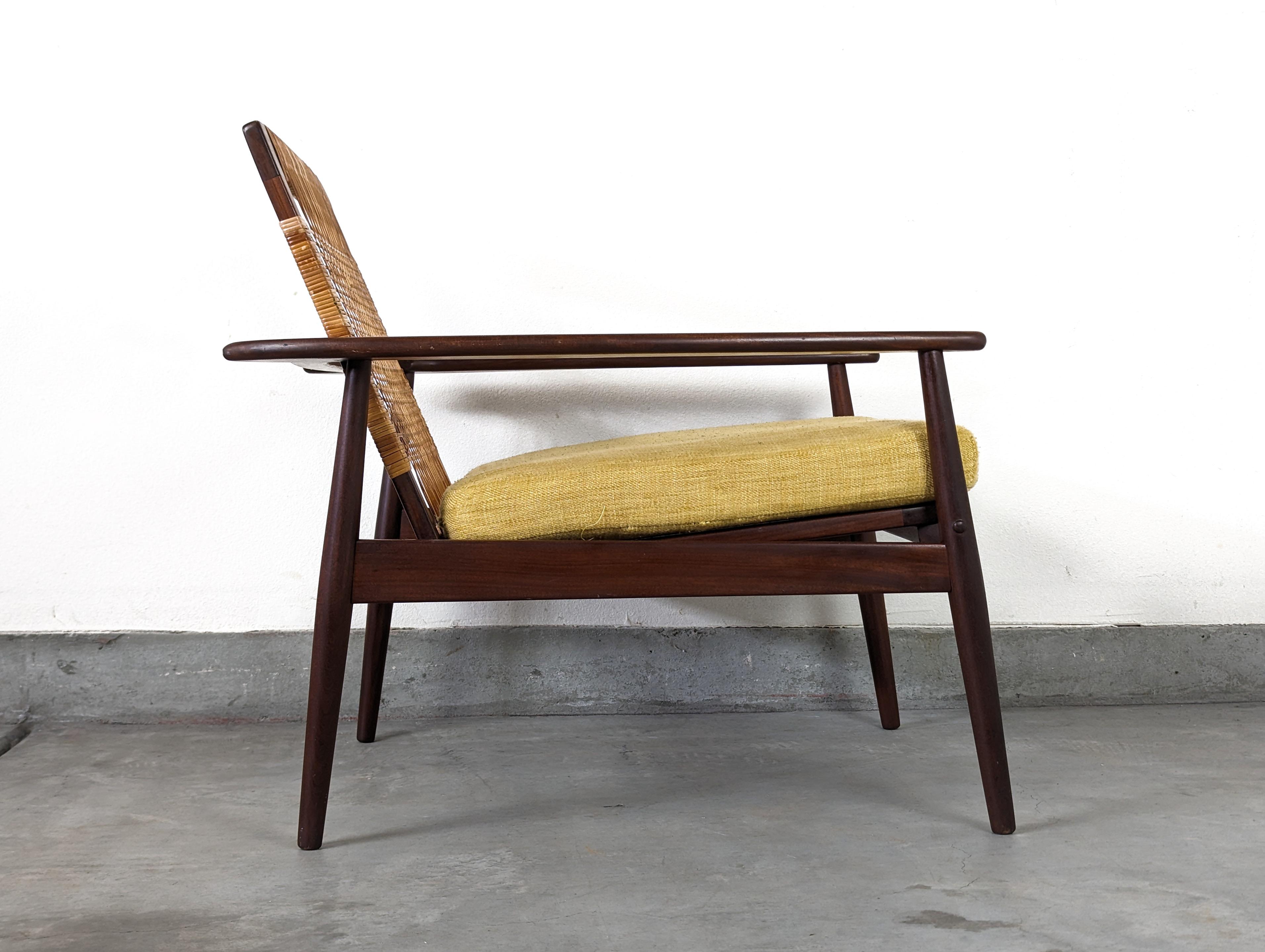 Danish Mid Century Cane Lounge Chair by Hans Olsen for Juul Kristensen, c1960s