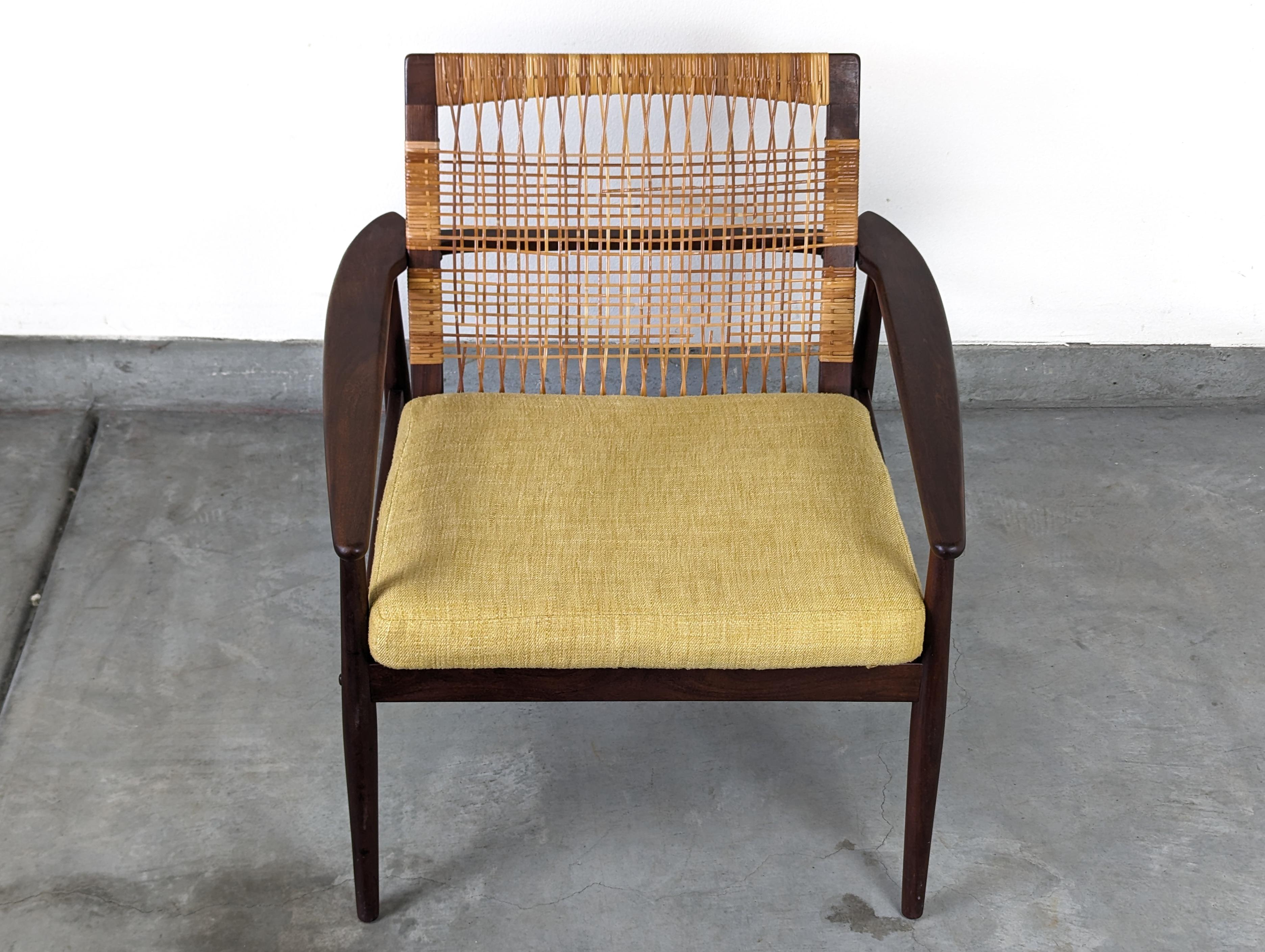 Woven Mid Century Cane Lounge Chair by Hans Olsen for Juul Kristensen, c1960s
