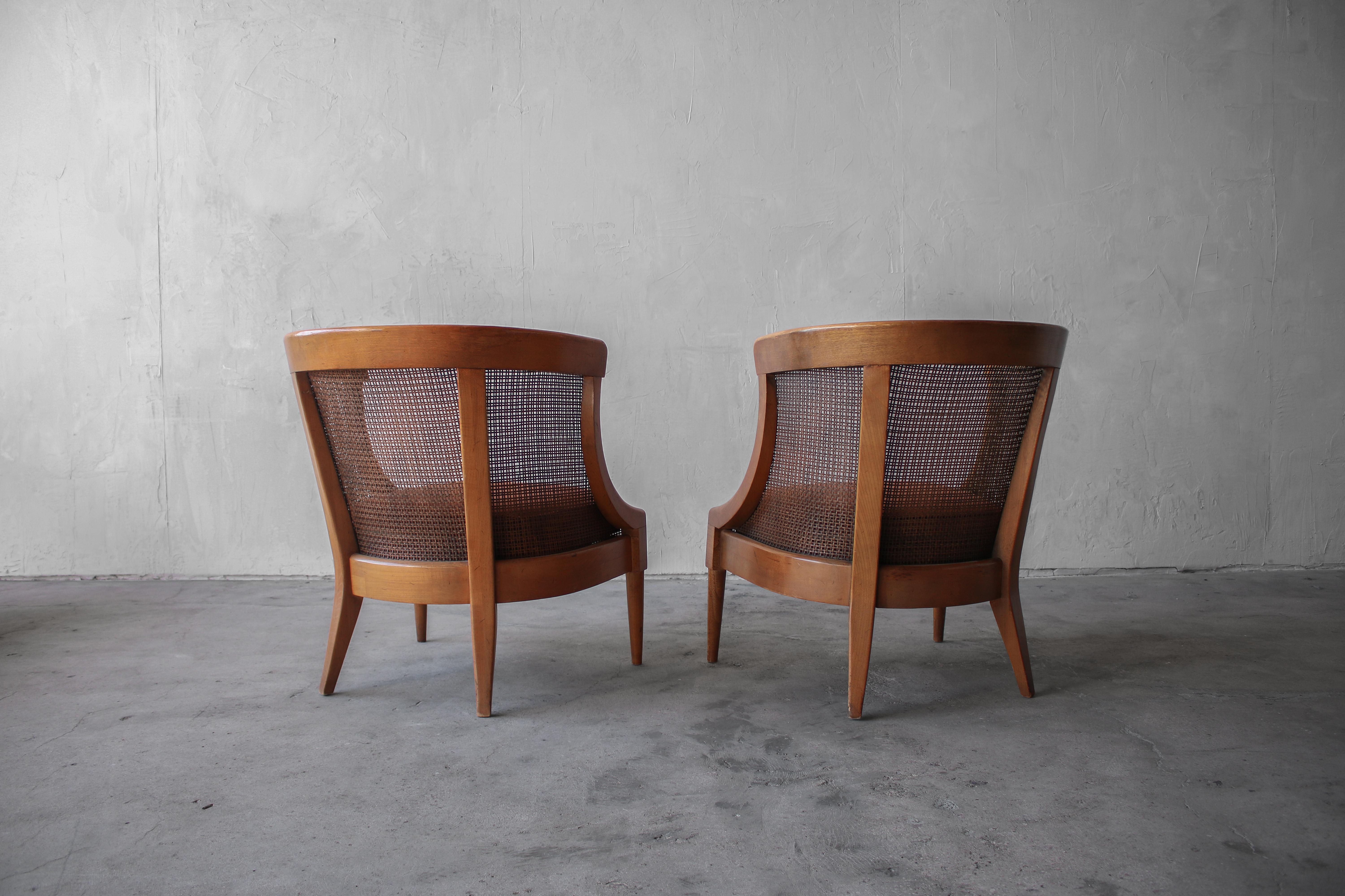 Mid Century Cane Lounge Chairs by Tomlinson In Good Condition In Las Vegas, NV