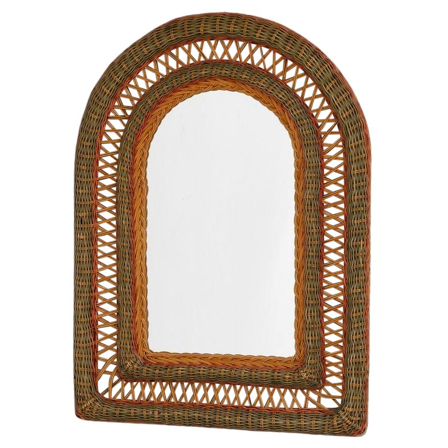 Mid-Century Cane Mirror For Sale