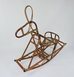 Midcentury Cane Rocking Horse, 1960s