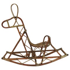 Vintage Midcentury Cane Rocking Horse, 1960s