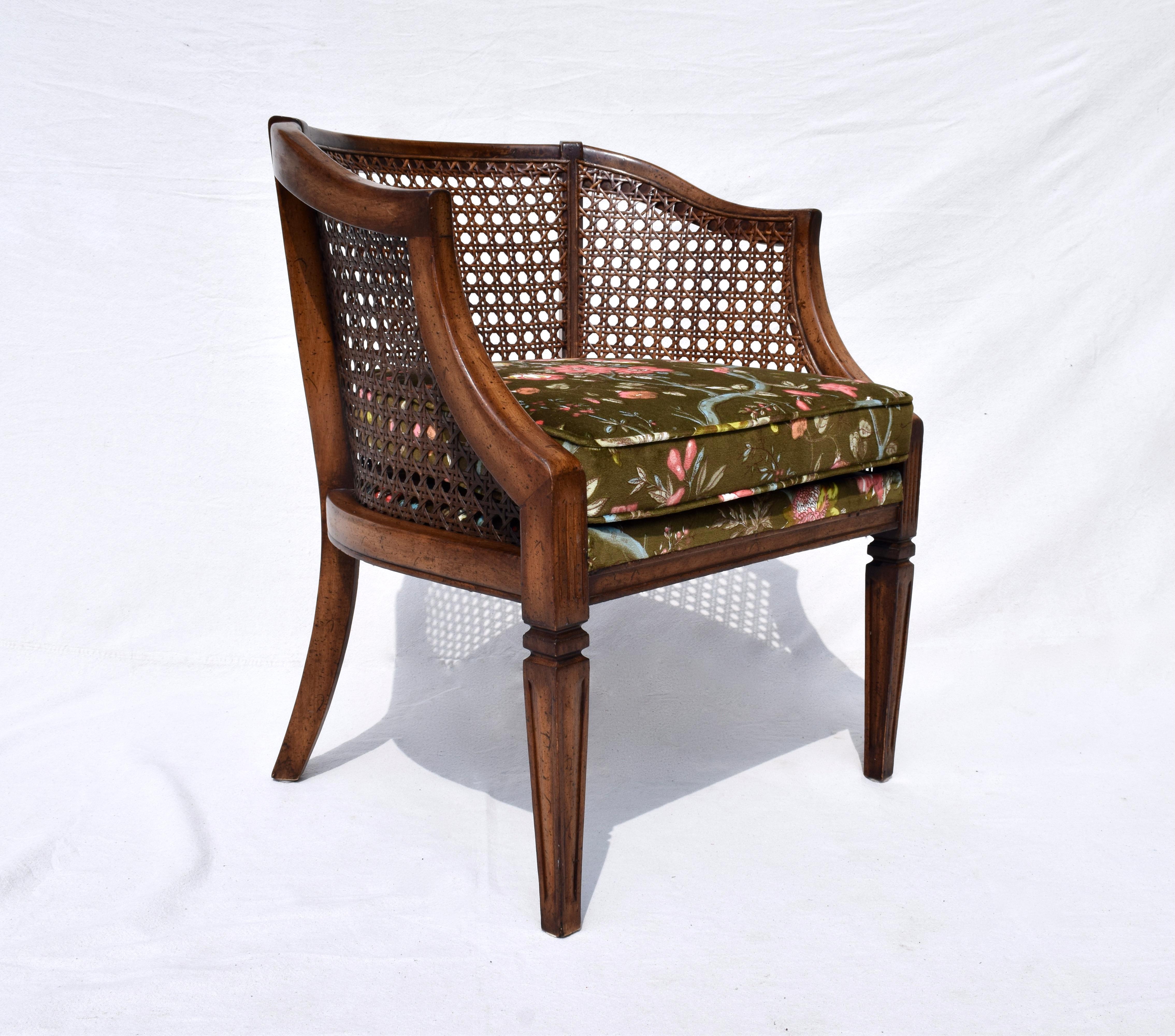 mid century cane back barrel chair