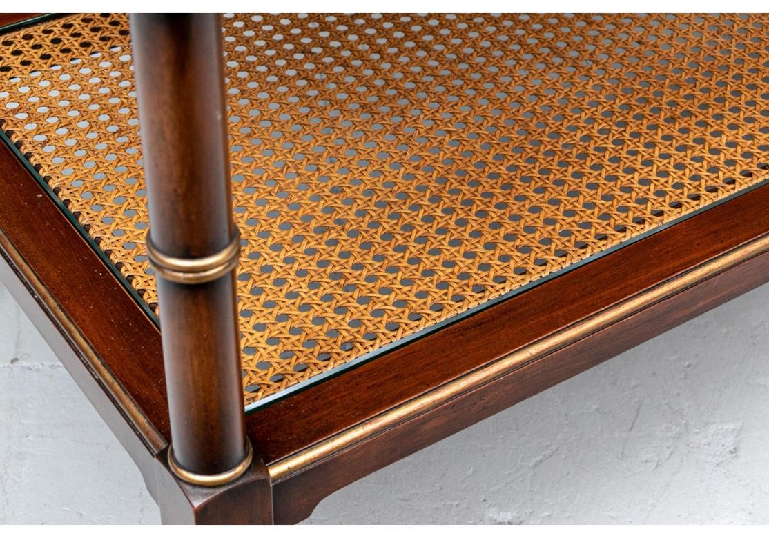 Mid-Century Modern Midcentury Caned Three-Tier Console Table