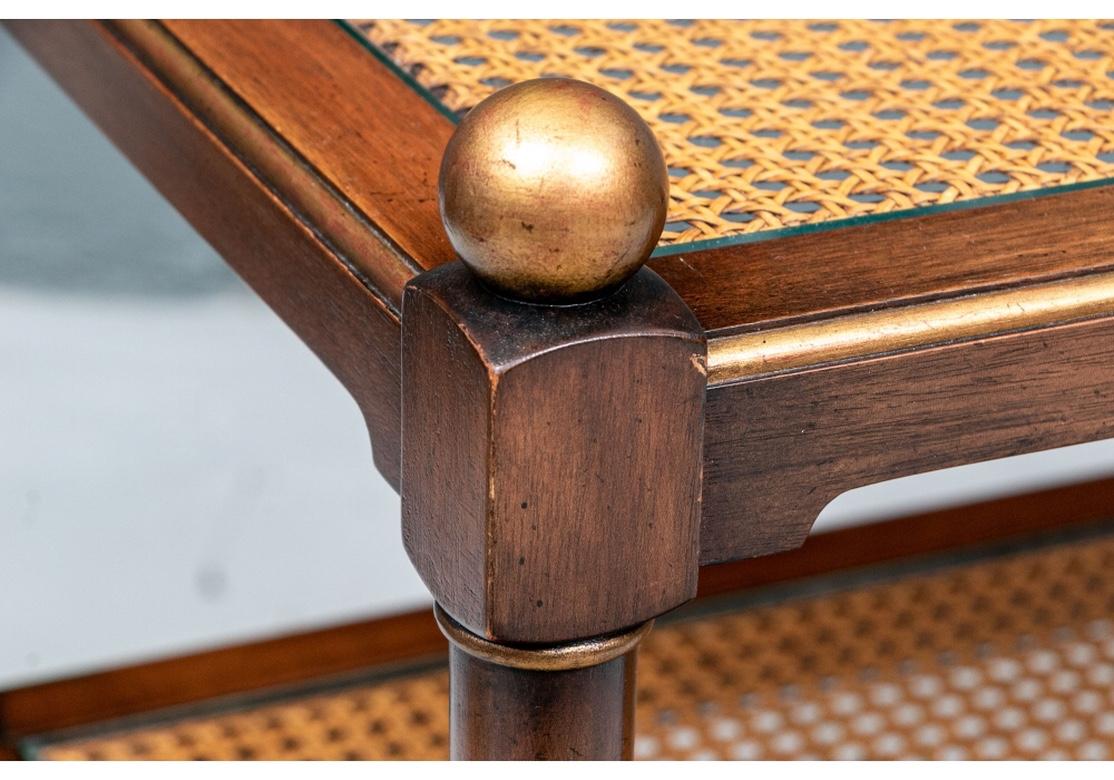 Midcentury Caned Three-Tier Console Table 1