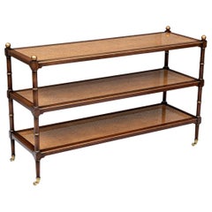 Midcentury Caned Three-Tier Console Table