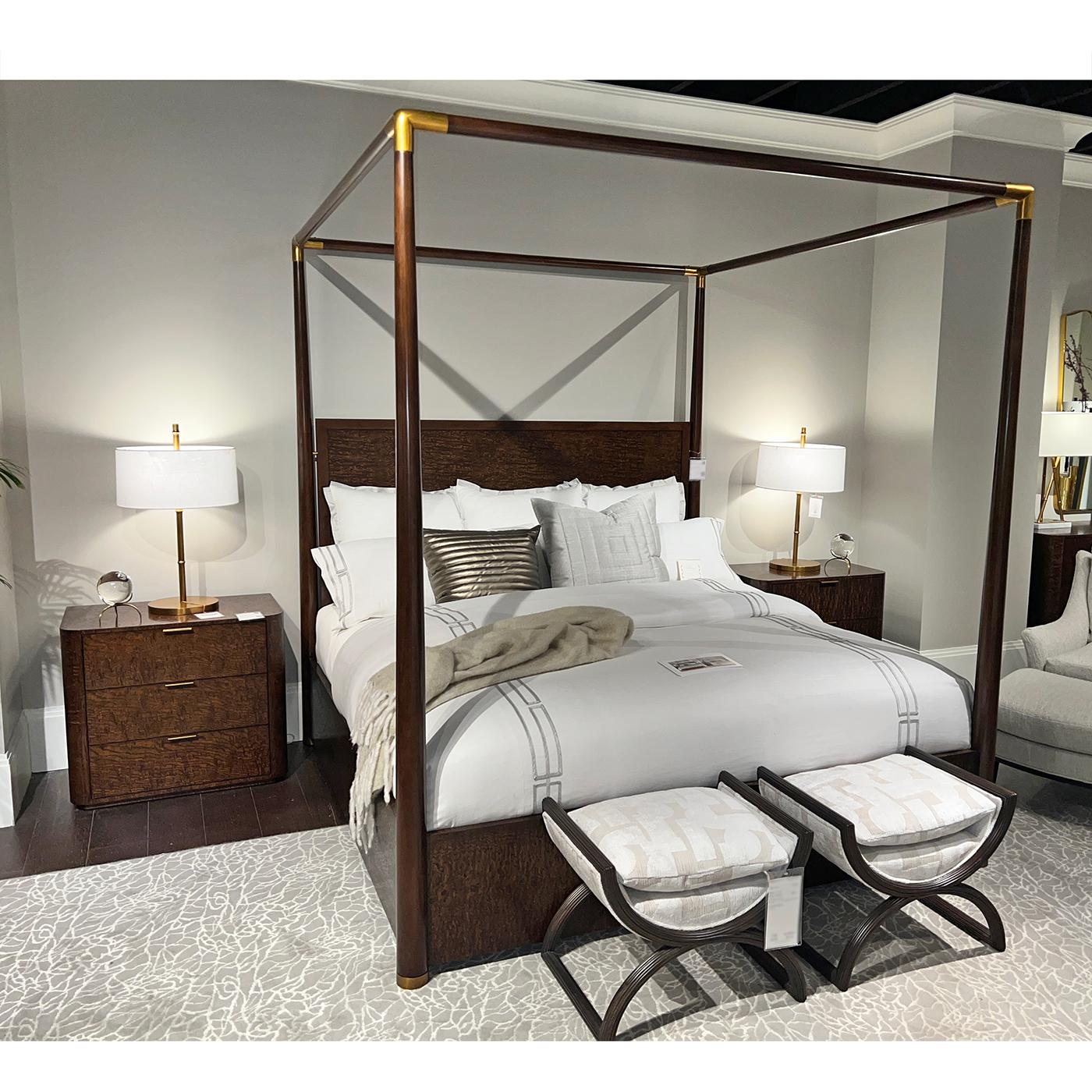 Contemporary Mid Century Canopy Bed - Queen Size For Sale