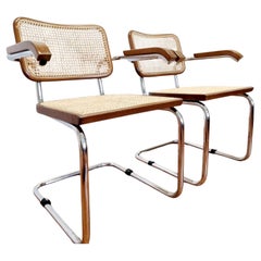Fauteuils Cesca Cantilever du milieu du siècle dernier, modèle B64 par Marcel Breuer, Italie, années 80