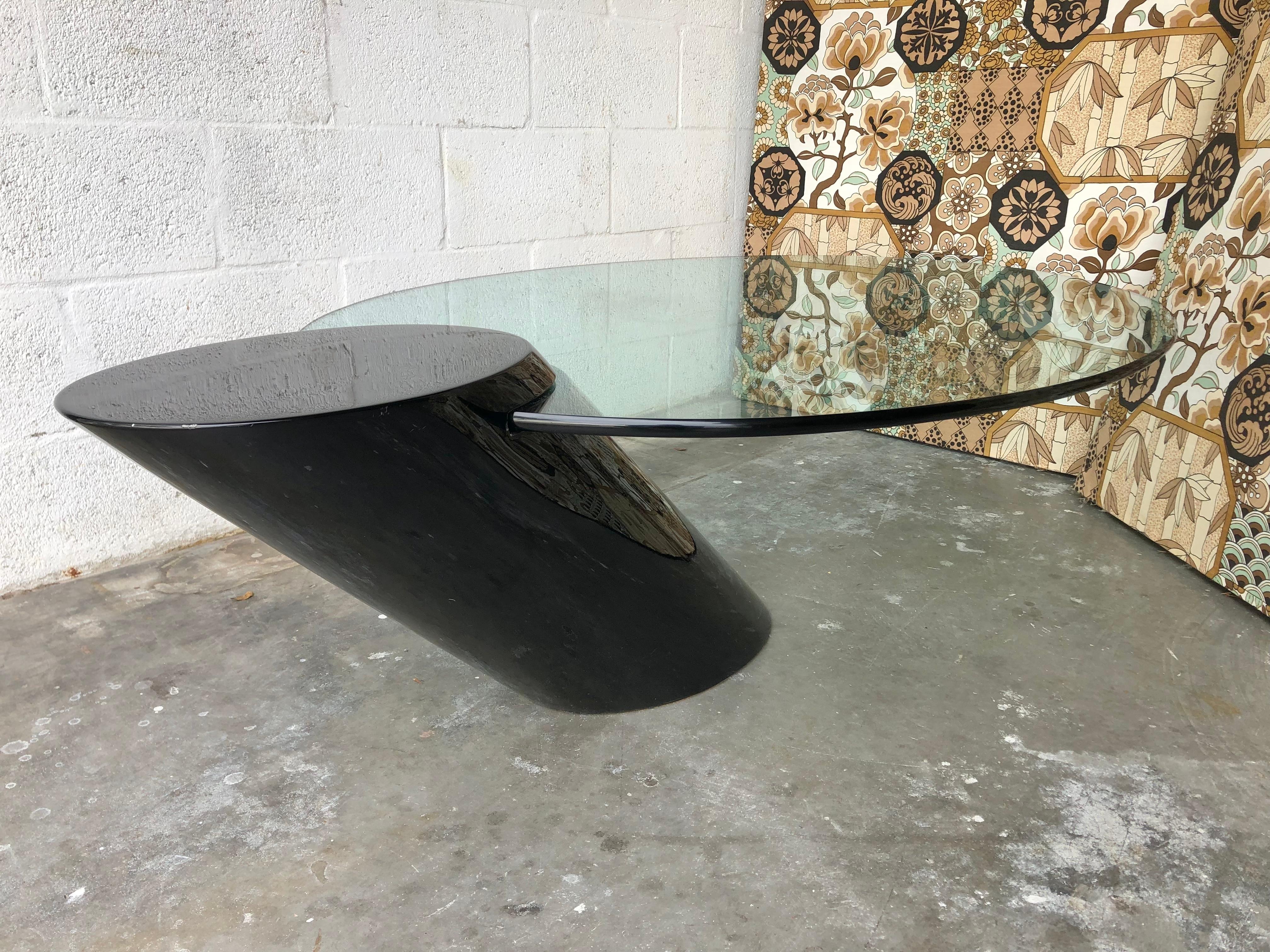 Glass Mid-Century Cantilever Coffee Table Attributed to J Wade Beam for Breuton For Sale