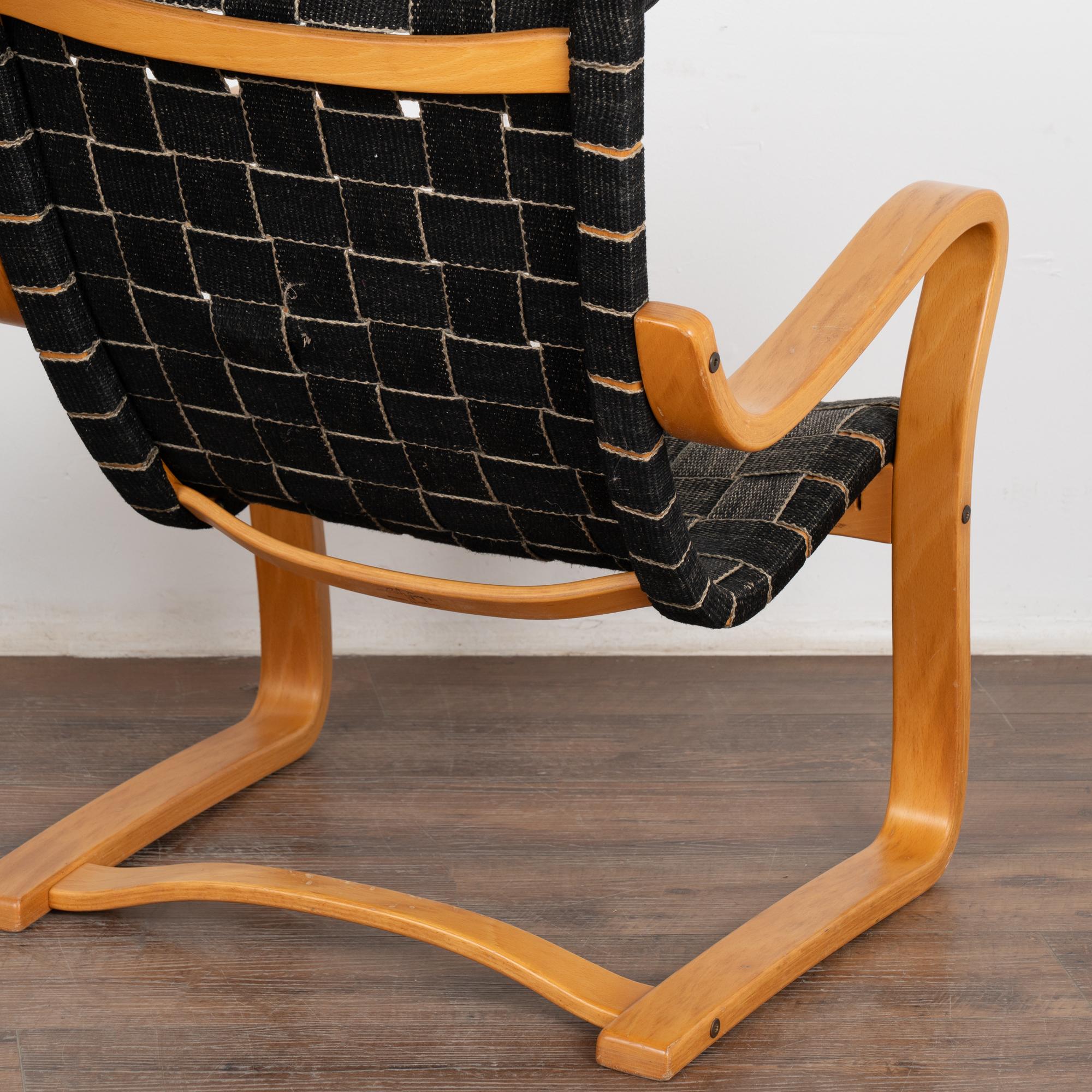 Mid Century Cantilever Lounge Arm Chairs With Black Webbing, Denmark circa 1970 4