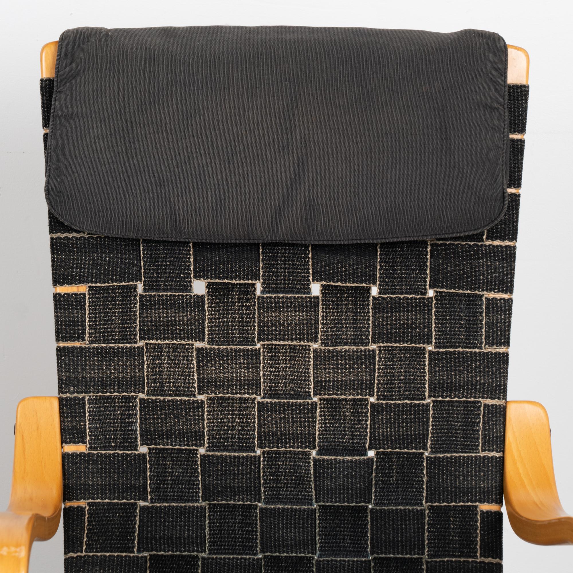 Danish Mid Century Cantilever Lounge Arm Chairs With Black Webbing, Denmark circa 1970