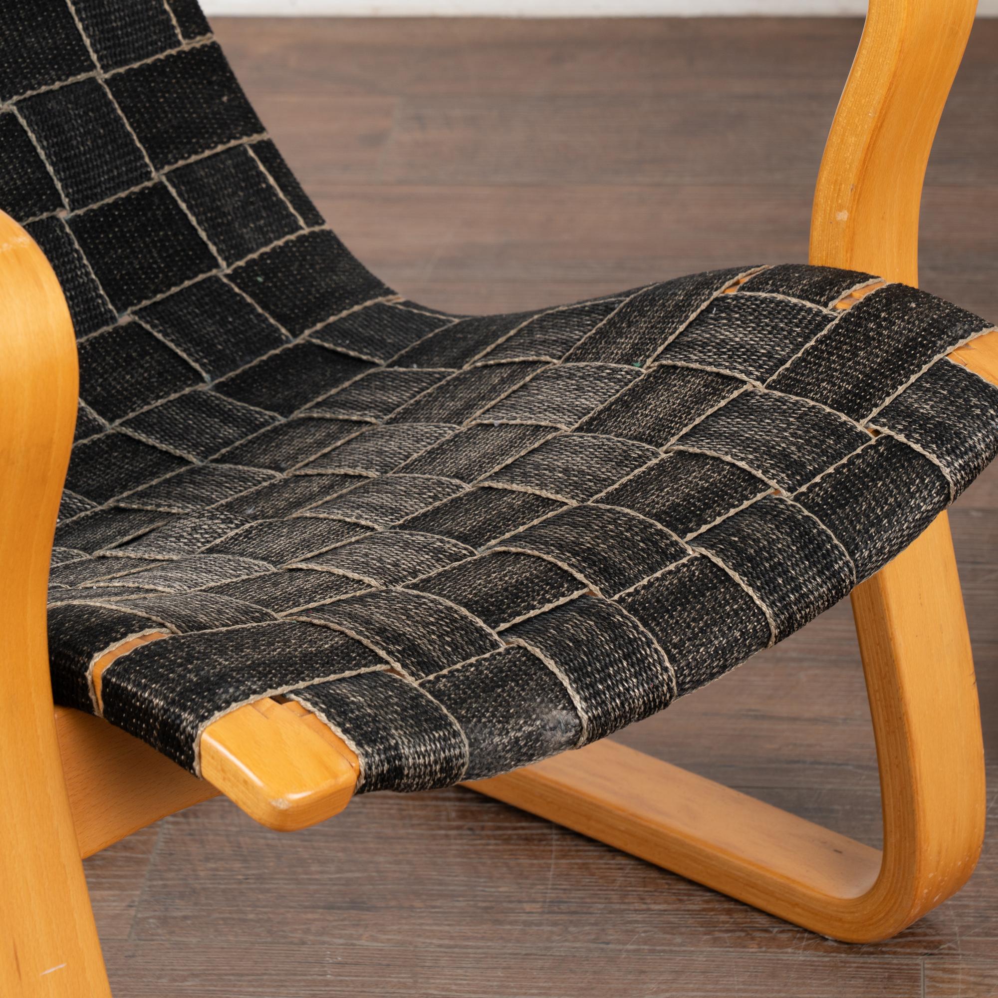 Fabric Mid Century Cantilever Lounge Arm Chairs With Black Webbing, Denmark circa 1970