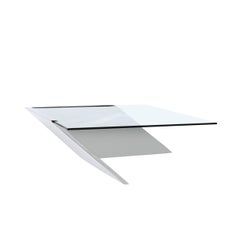 Freitragender Couchtisch aus Chrom und Glas aus der Mitte des Jahrhunderts von J. Wade Beam für Brueton